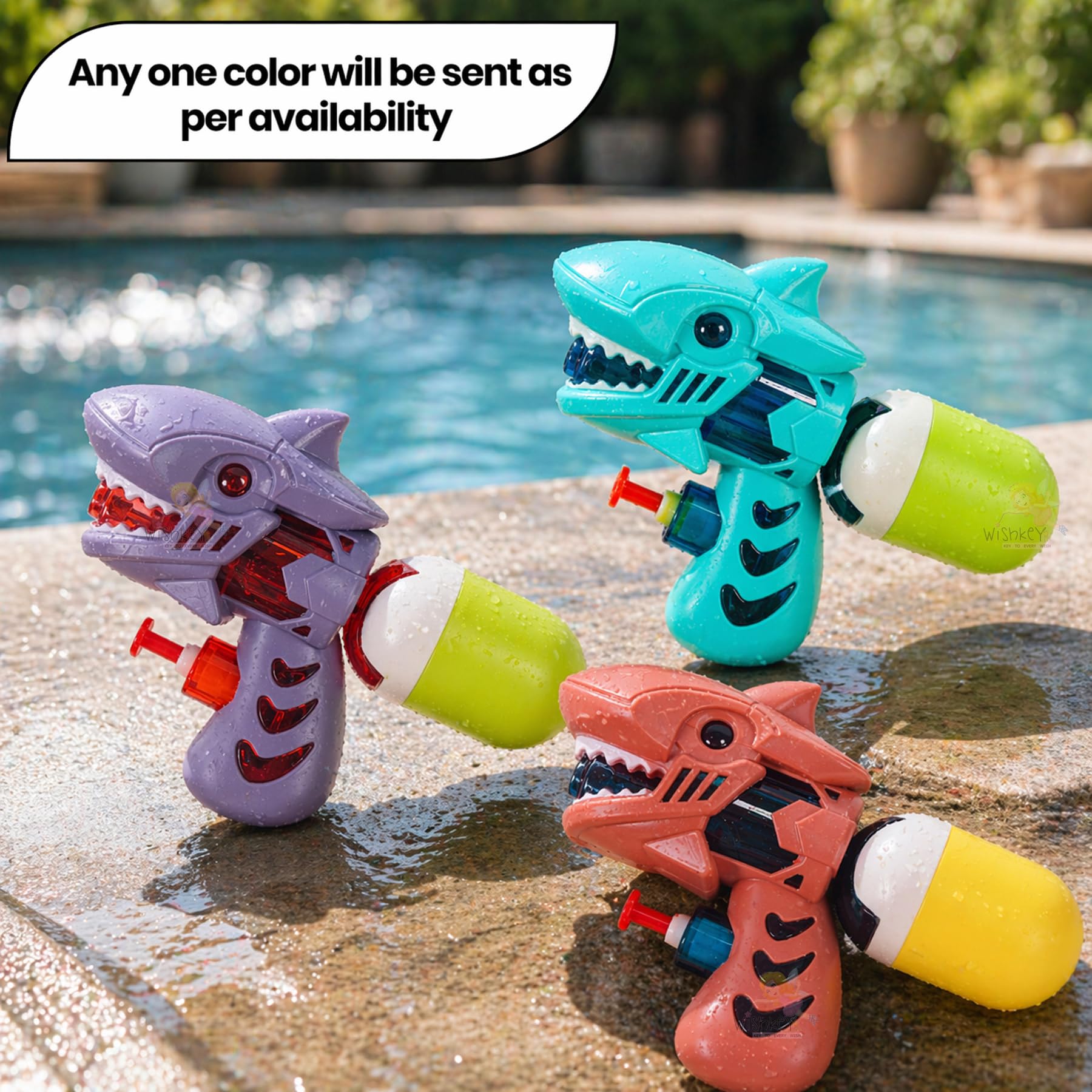 WISHKEY Shark Theme Water Gun Toy 570ml Capacity, Water Blaster with Bubble Blow for Kids, Durable Outdoor Summer Toy for Fun-Filled Water Battles and Special Occasions, 4+ Years (Pack of 1, Blue) 1
