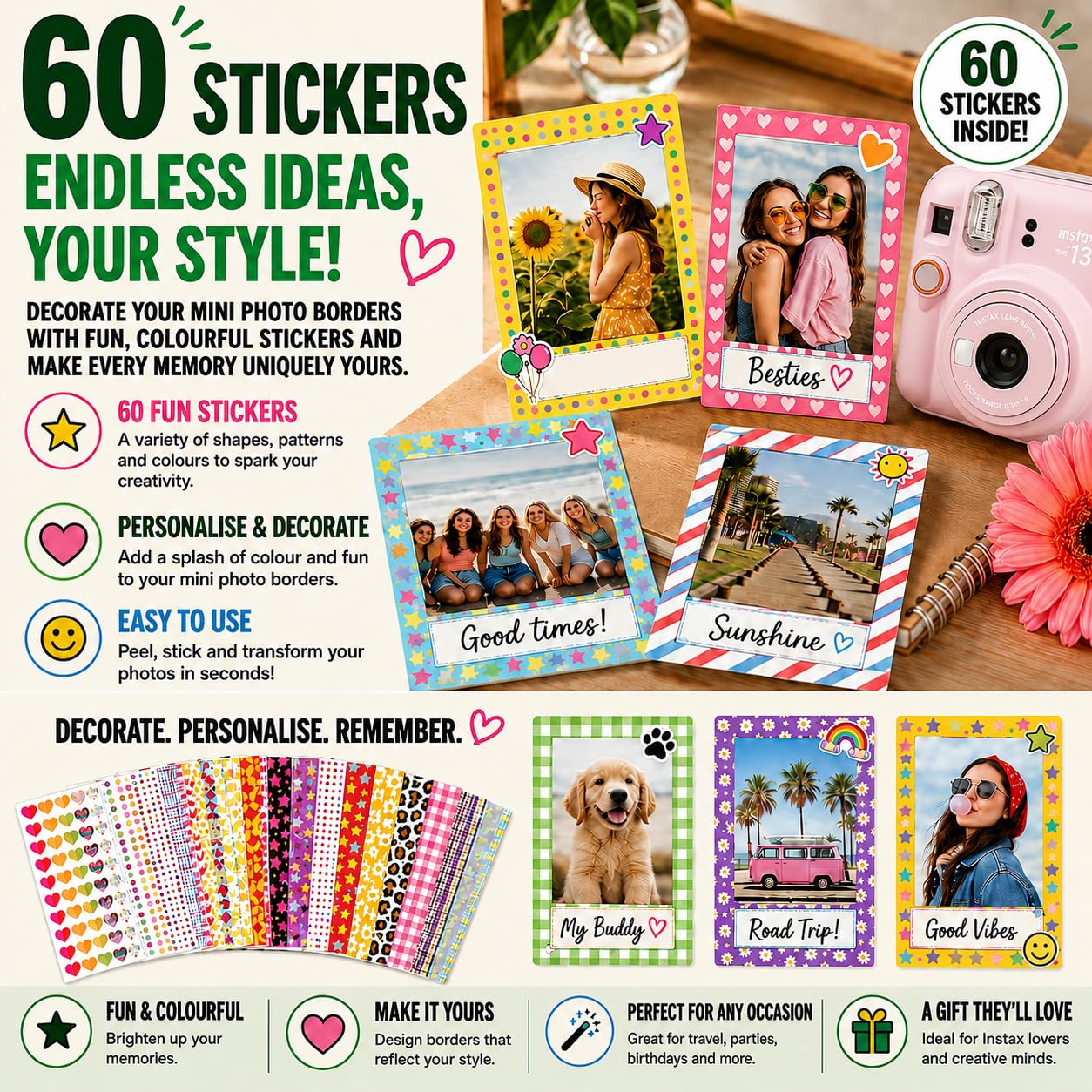 Mini 13 Instant Camera Premium Kit per Fuji Instax Mini 13 Candy Pink include custodia rosa, mini pellicola 20 scatti, mini album fotografico e kit completo di accessori per display fotografico