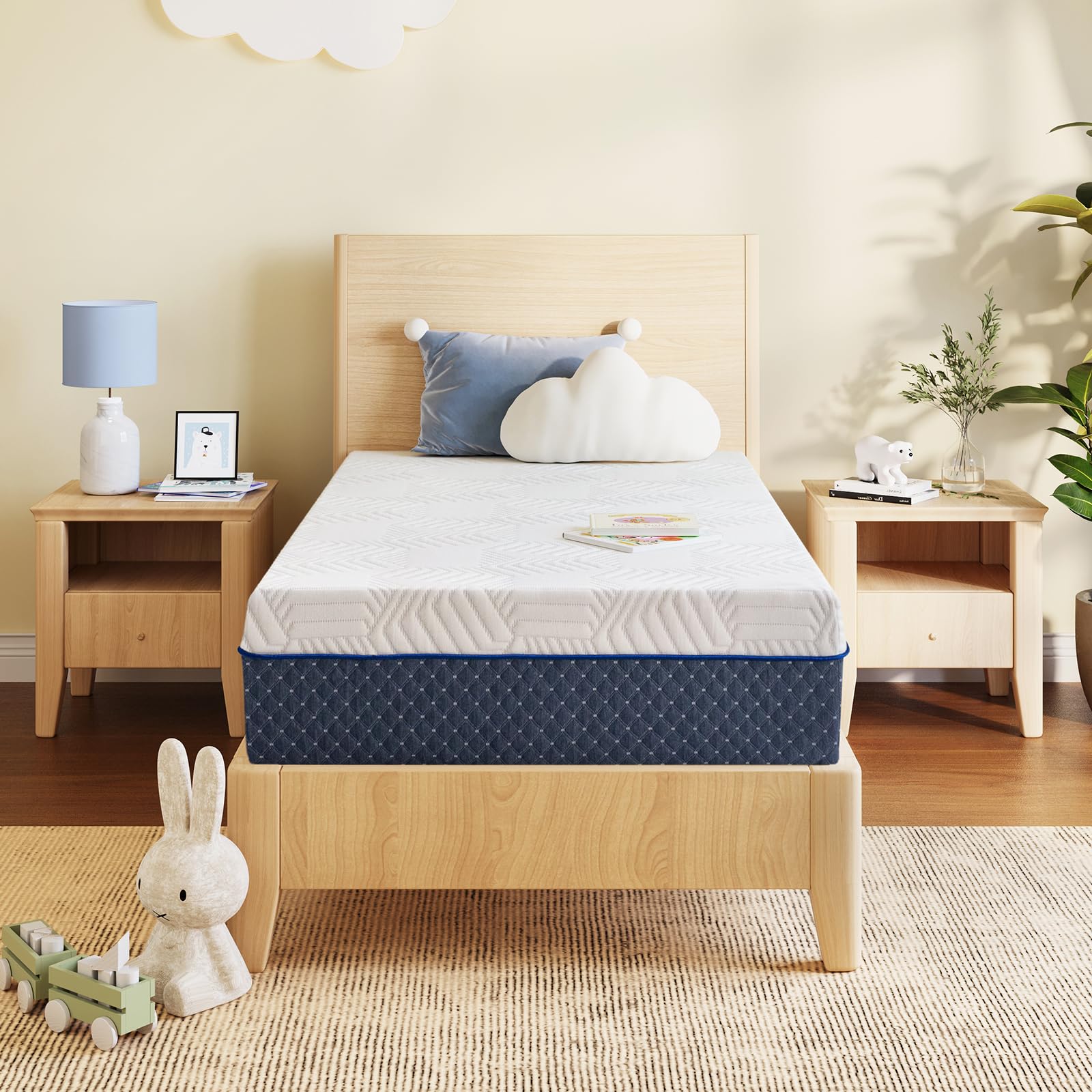 Emerspring Twin Mattress, 12 Inch Twin Size Mattress in a Box, Firm Gel Memory Foam for Contouring Support & Pressure Relief, Assembled in The USA,