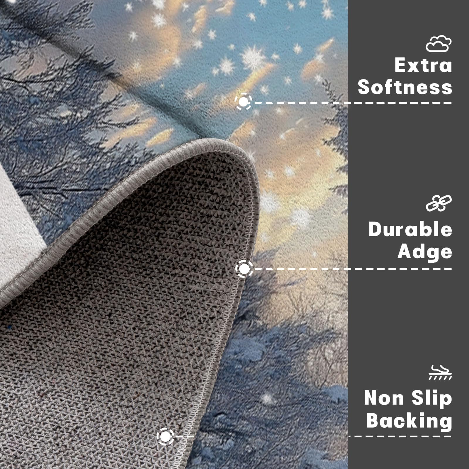 Felpudo Entrada Casa 90x150cm Alfombrilla Antideslizante Renos del Bosque, Alfombra Absorbente País De Las Maravillas Invernal para Puerta Interior y Exterior, Pasillo, Oficina - Azul Claro