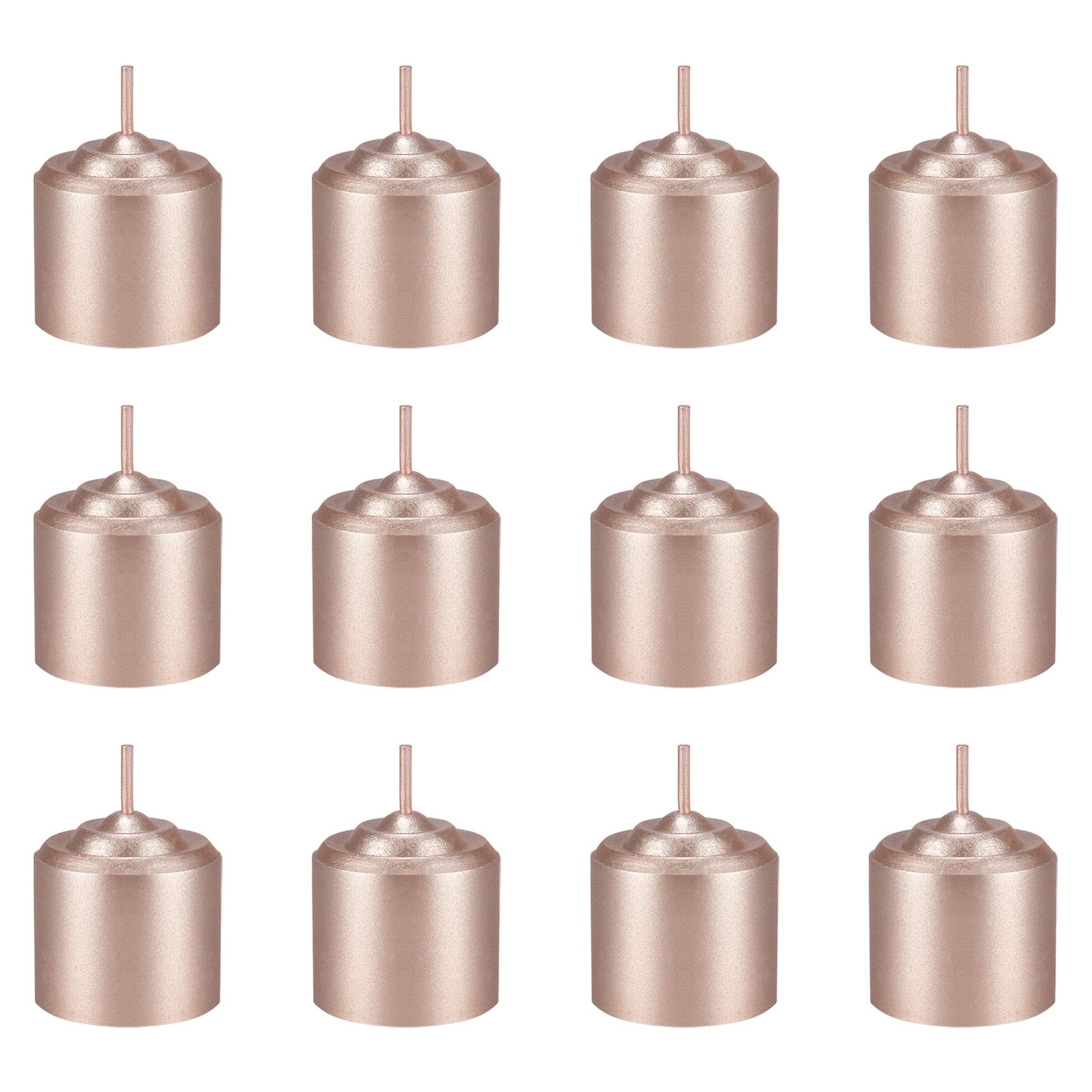 Mega Candles 12 pcs Unscented Rose Gold Votive Candles, Hand Poured Wax Candle 10 Hour 1.38 Inch x 1.5 Inch, Home Décor, Wedding Receptions,