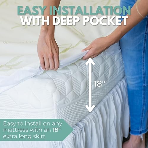 Miniatura 6 de Protector de colchón impermeable de bambú prémium tamaño King de 78 x 80 pulgadas, 100% viscosa de bambú, hipoalergénico, funda de colchón