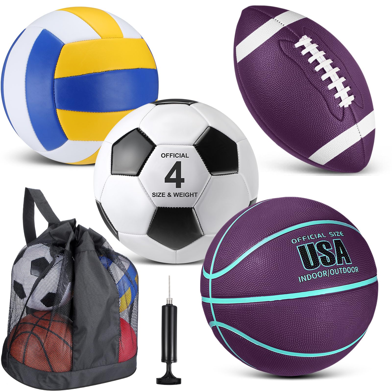 HyDren 4 Pcs Assorted Sports Balls Set for Kids Operation Christmas