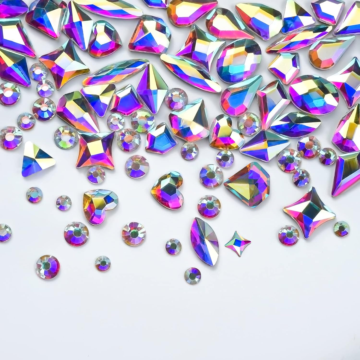 Nail Art Rhinestones Kit HUETFAT 120Pcs Multi Shapes Glass Crystal Ab nail Stones Nail Jewels + Flatback Nail Gems Rhinestones for Nails 2400Pcs With Pick Up Tweezer and Wax Pencil (120+2400pcs) : Beauty & Personal Care