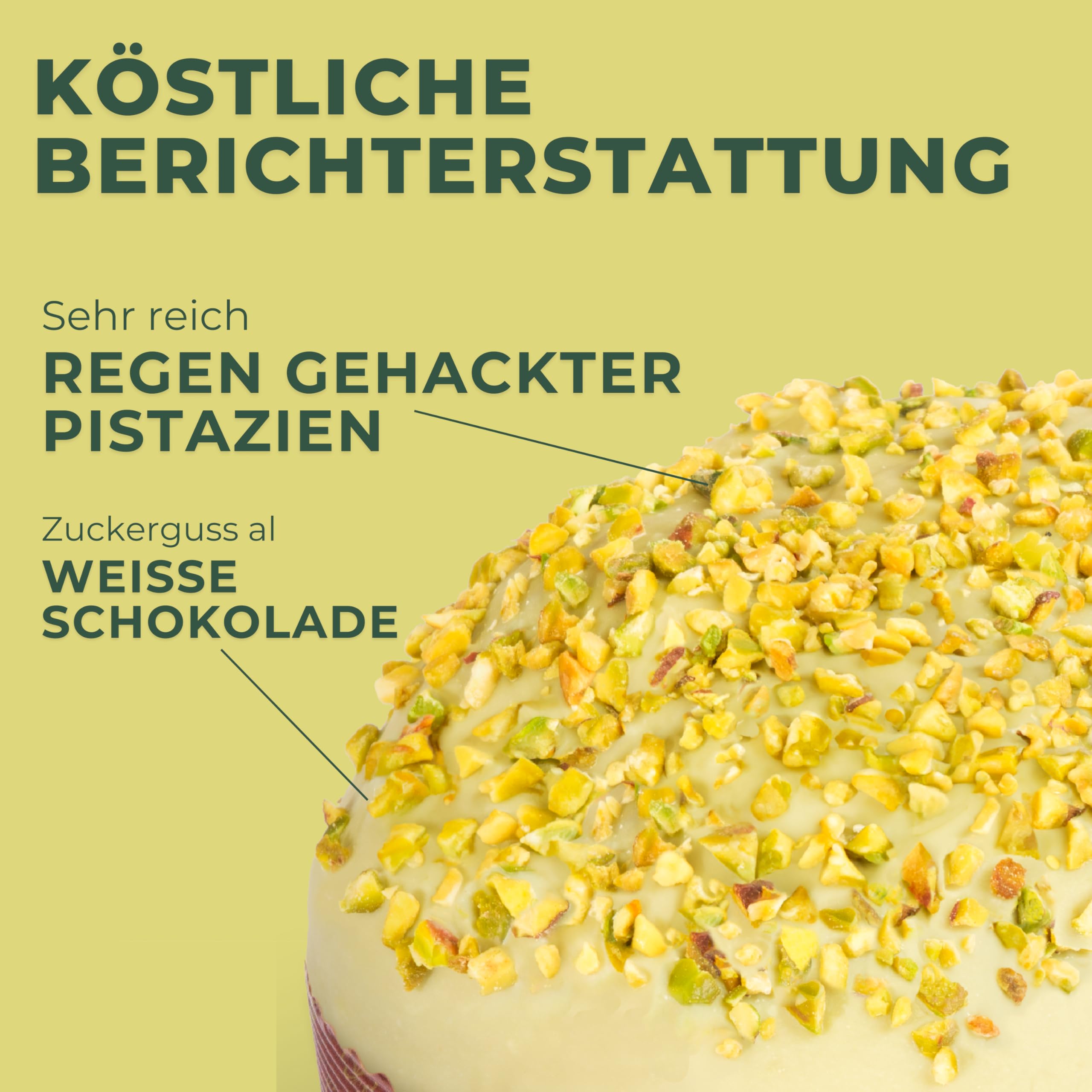 Handwerklicher Pistazien-Panettone 750 g, Pasticceria Fraccaro 1932, gefüllt mit Pistaziencreme, ohne kandierte Früchte und Rosinen, dunkle Schokolade und sizilianische Pistazienkruste, mit Mutterhefe