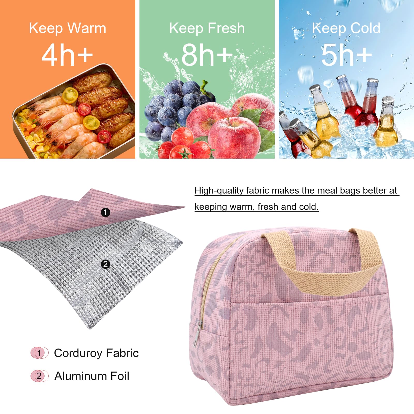 Nanxson Kleine schattige lunchtas voor volwassenen, vrouwen, mannen, kinderen, lunchtassen, herbruikbare geïsoleerde lunchbox voor werk, school