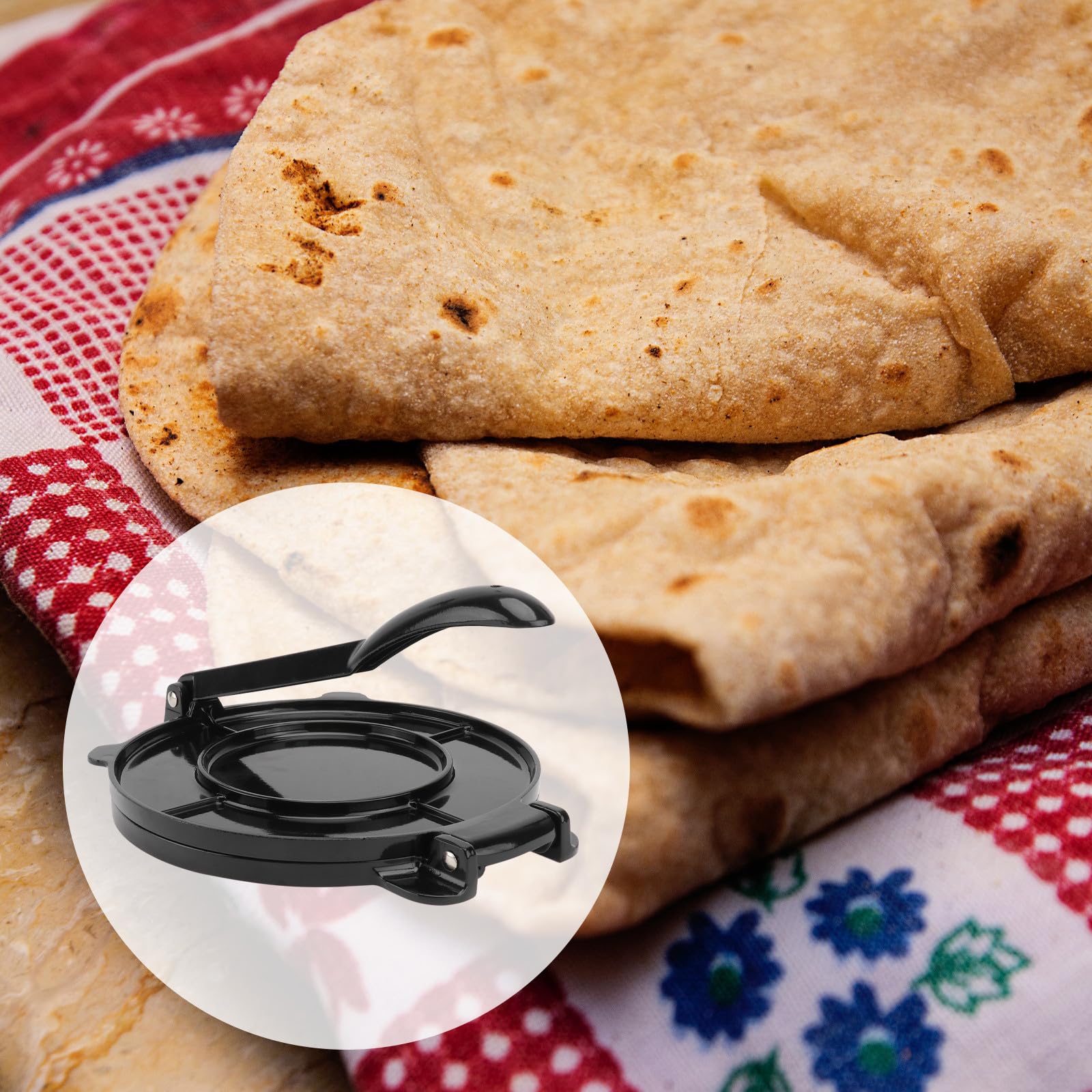 Prensa para Tortillas de Aluminio Plata de 20cm Plegable