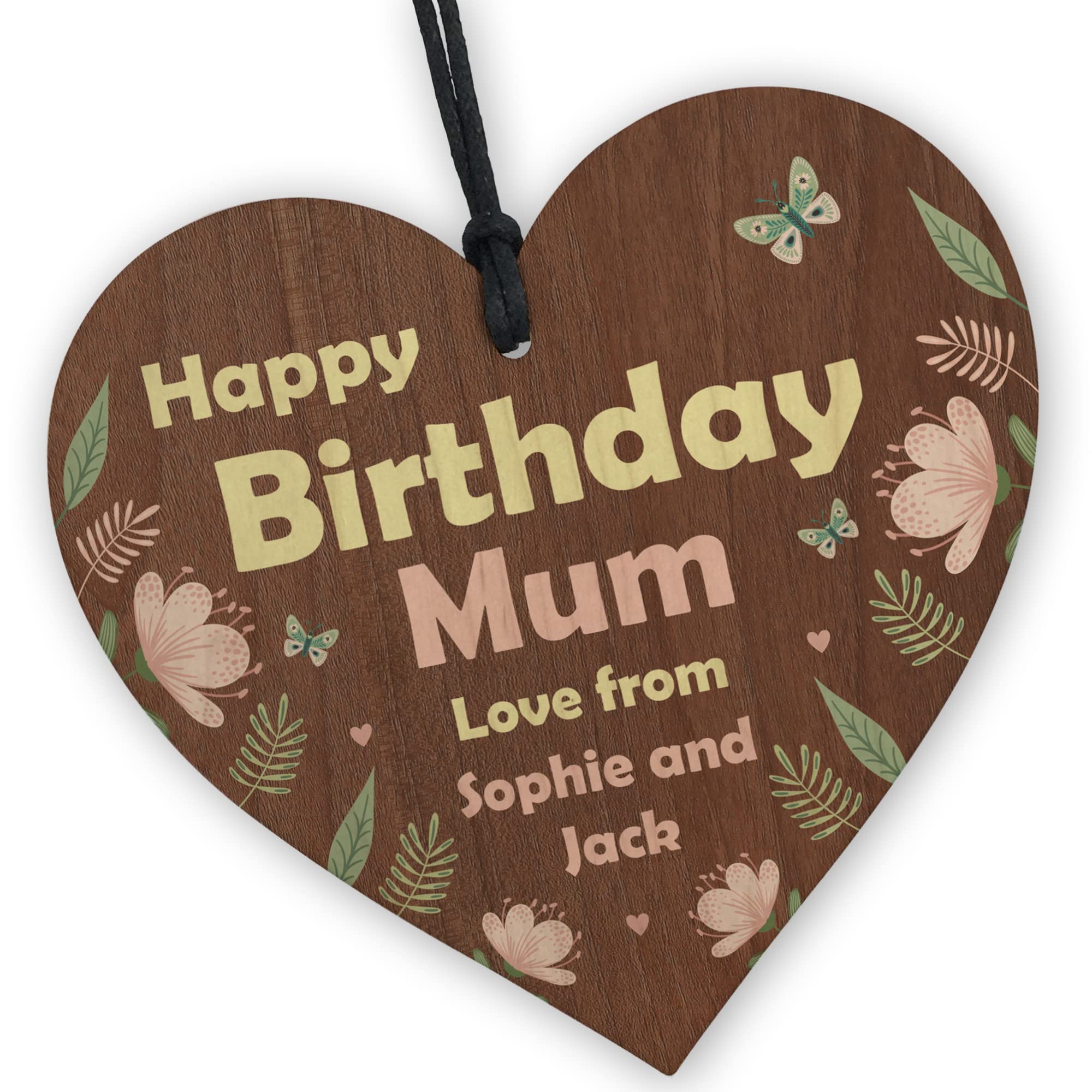 Red Ocean Personalised Birthday Gifts For Mum Wooden Hanging Heart Mum Gifts From Daughter Son Keepsake
