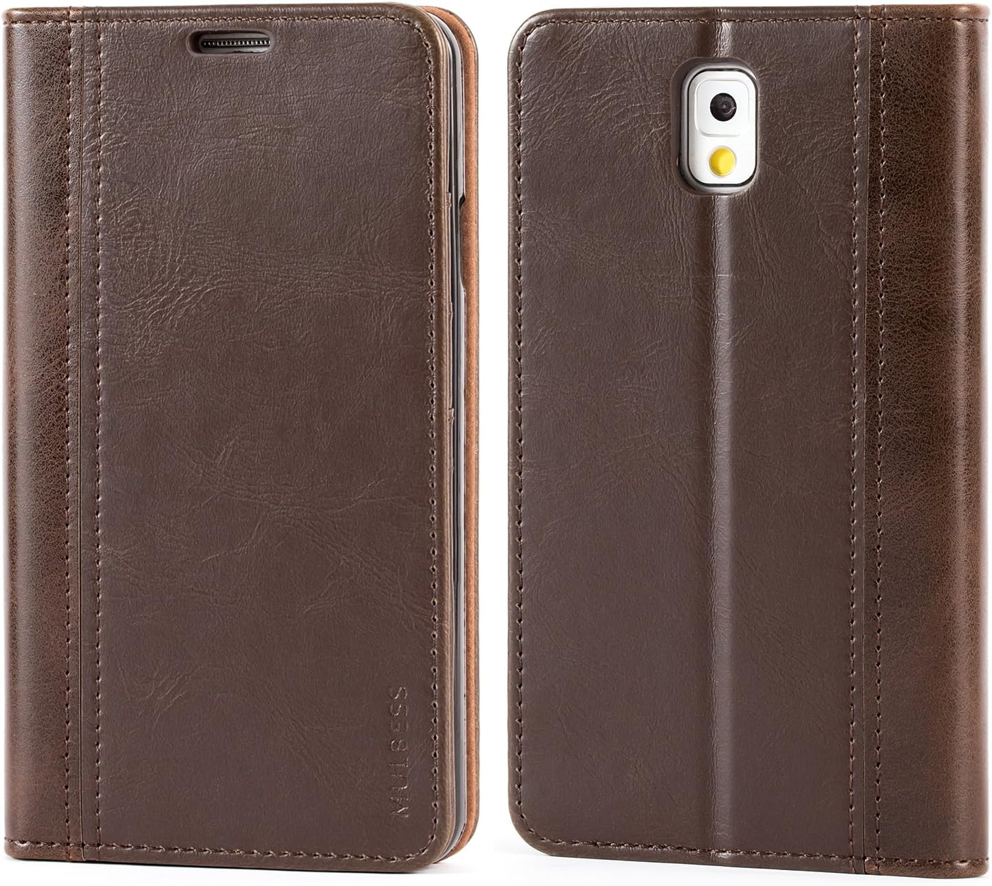 Mulbess Travel Samsung Galaxy Note 3 Case, Samsung Galaxy Note 3 Phone Case, Flip Leather Wallet Phone Cover for Samsung Galaxy Note 3, Coffee Brown