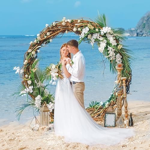 Miniatura 6 de Chignon Soporte de fondo redondo de 7.2 pies, soporte de arco de globos, marco de arco de boda de círculo de metal para bodas, fiestas de