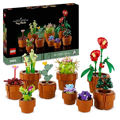 LEGO Botanicals Tiny Plants Set - Gifts for Mothers with 9 Potted Artificial Plants for Indoors incl. Faux Cactuses & Red Anthurium - House Warming Presents & Home Decor - 10329 - LEGO 10329