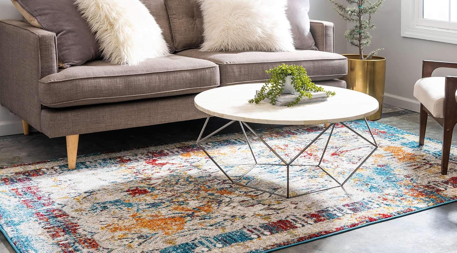 Unique Loom Rosso Collection Vintage, Traditional, Distressed, Bohemian, Botanical, Southwestern Area Rug (8' 0 x 10' 0 Rectangular, Multi/Blue)