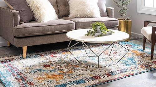 Miniatura 2 de Unique Loom - Alfombra estilo tradicional de Rosso Collection, Polipropileno, Multiazul marino.