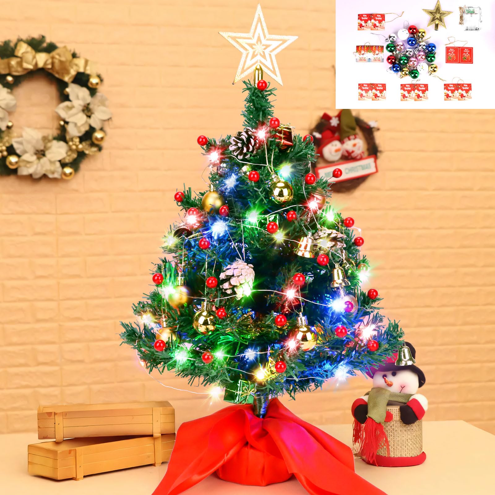 Amazon.co.jp: ミニクリスマスツリーセット クリアLEDライト付き 星