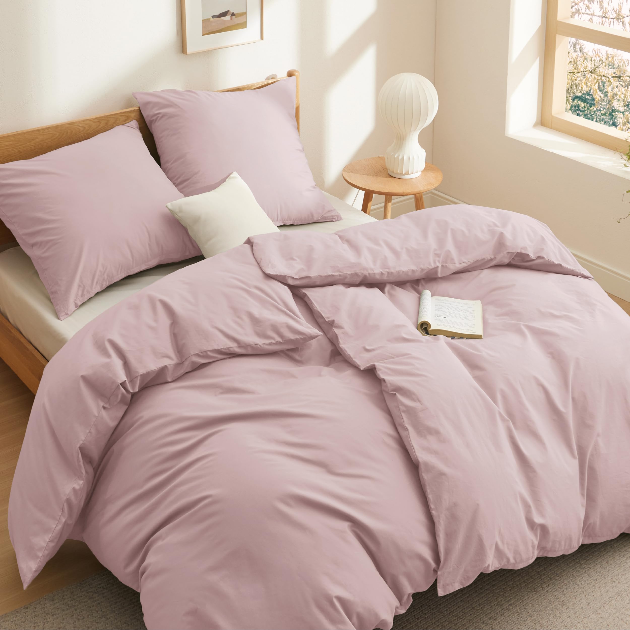 BEDSURE Bettwäsche 135x200 Baumwolle 4teilig - Bettwäsche-Sets Altrosa Bettbezug 2er Set mit 2 Kissenbezüge 80x80 cm, Oeko-TEX Bedding Adobe Rose mit Reißverschluss