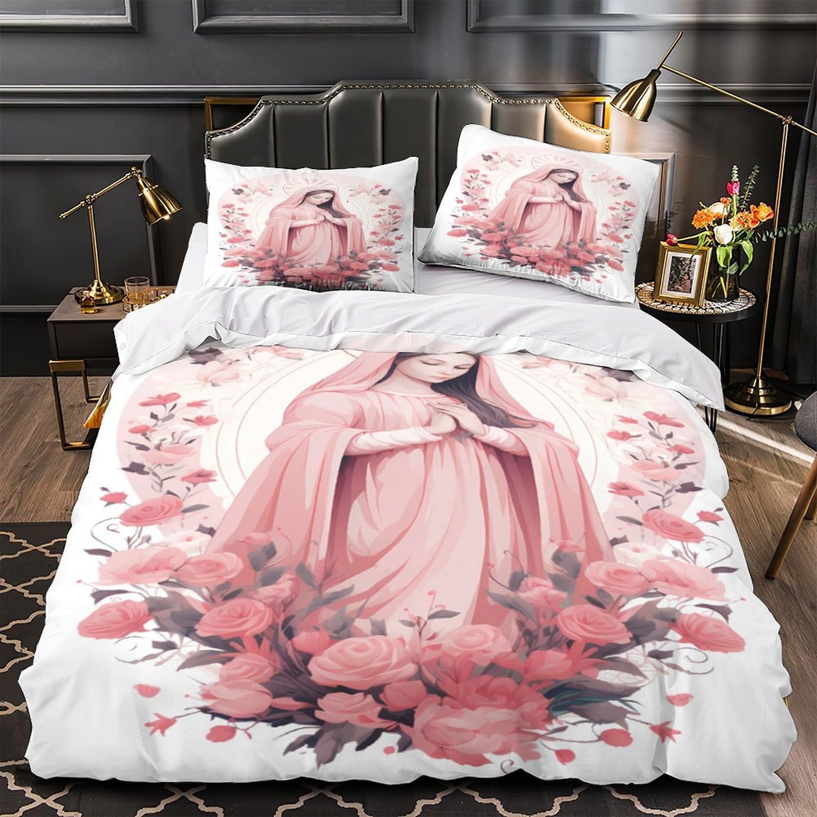Housse de couette Femme en prière parure de lit 135x200 microfibre