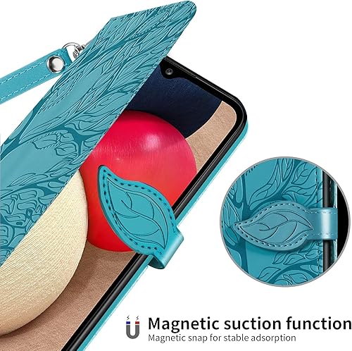 Miniatura 4 de Funda tipo cartera para Samsung Galaxy A03s con tarjetero y ranura a prueba de golpes, funda de piel sintética con función atril y protección