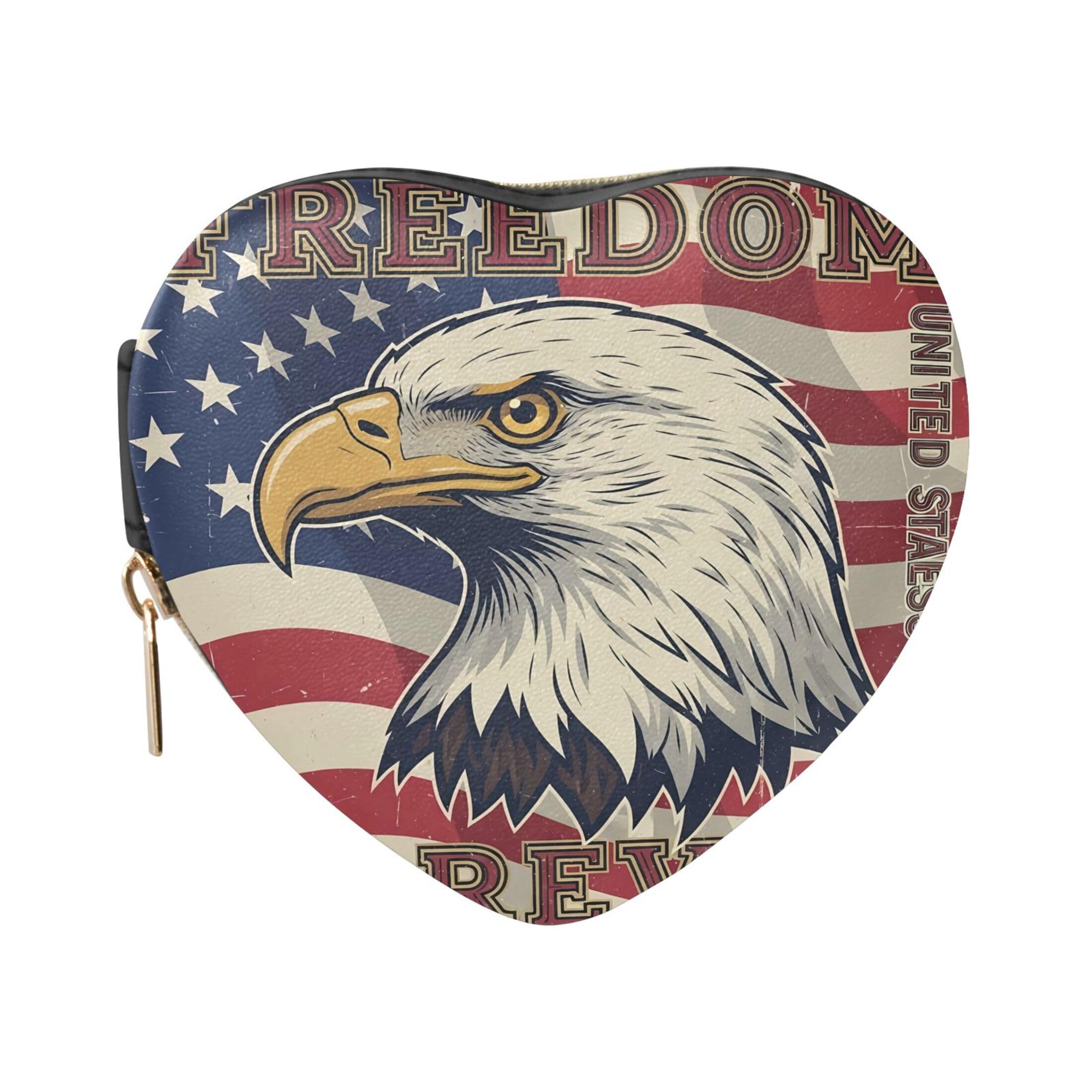 Fuauuyl American Flag Small Jewelry Box Heart-Shaped Jewelry Case, Portable Travel Organizer Bridesmaid Proposal Gift for Women Girls