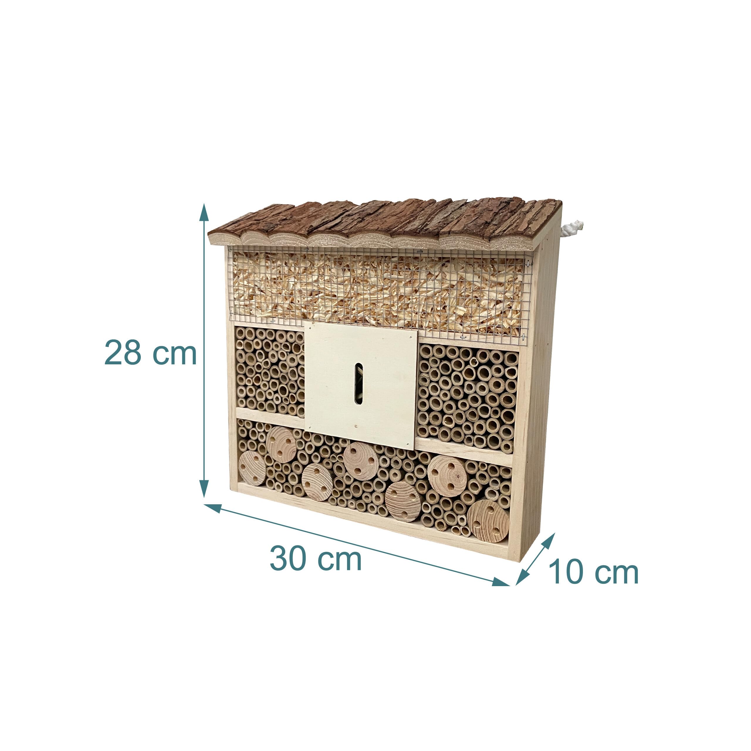 Relaxdays Hôtel à Insectes en Bois, 28x30x10 cm, à Suspendre, abri Abeilles Sauvages, Jardin & Balcon, Naturel