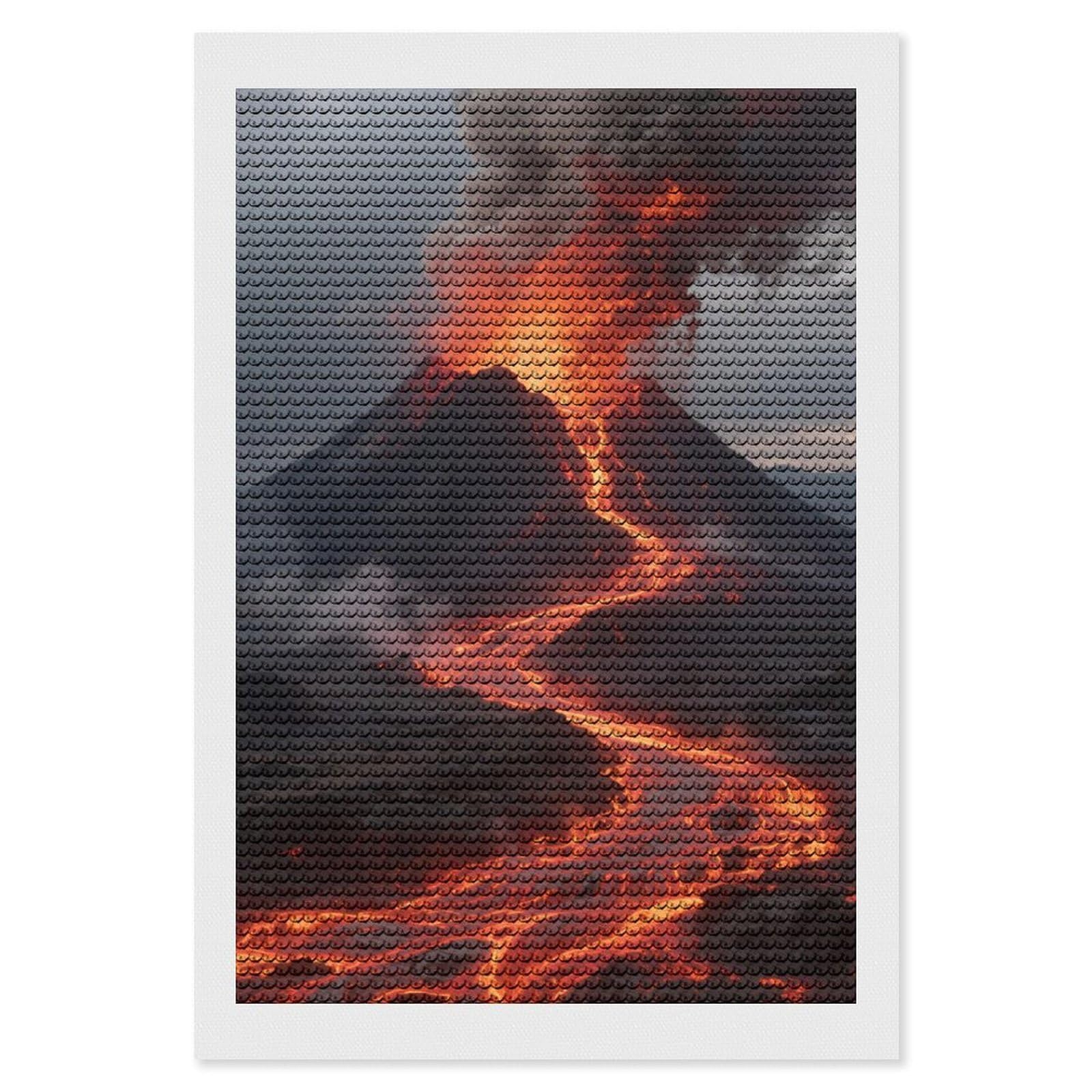 FodPand Volcano 5D Diamond Painting Kits for Adults Beginners Full Drill Round Diamond Dots Pictures Gem Art Supplies for Home Wall Room Decoration DIY Craft Set Gift 8x12