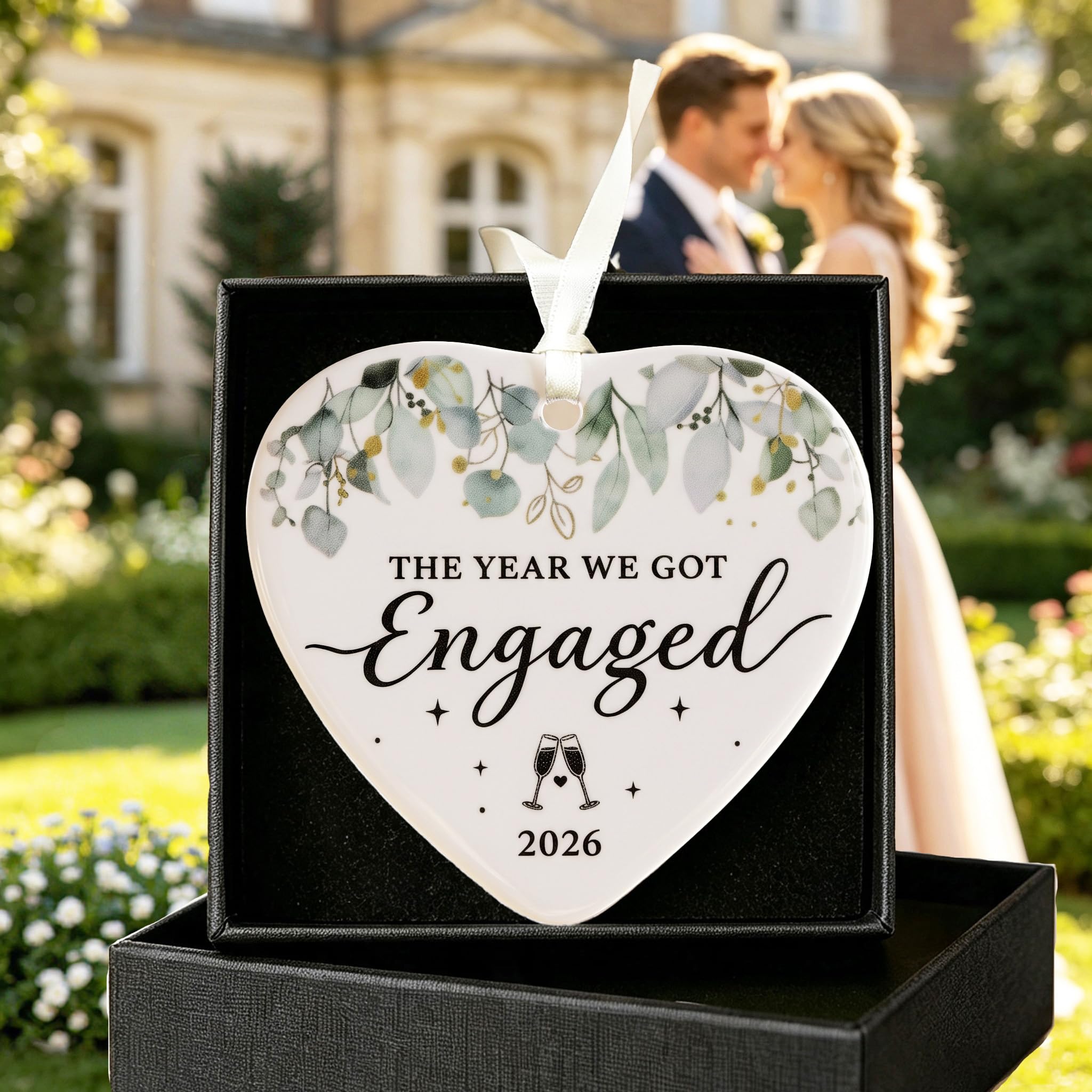 Engagement Gifts, Heart-Shaped Ceramic Hanging Ornament for Couples