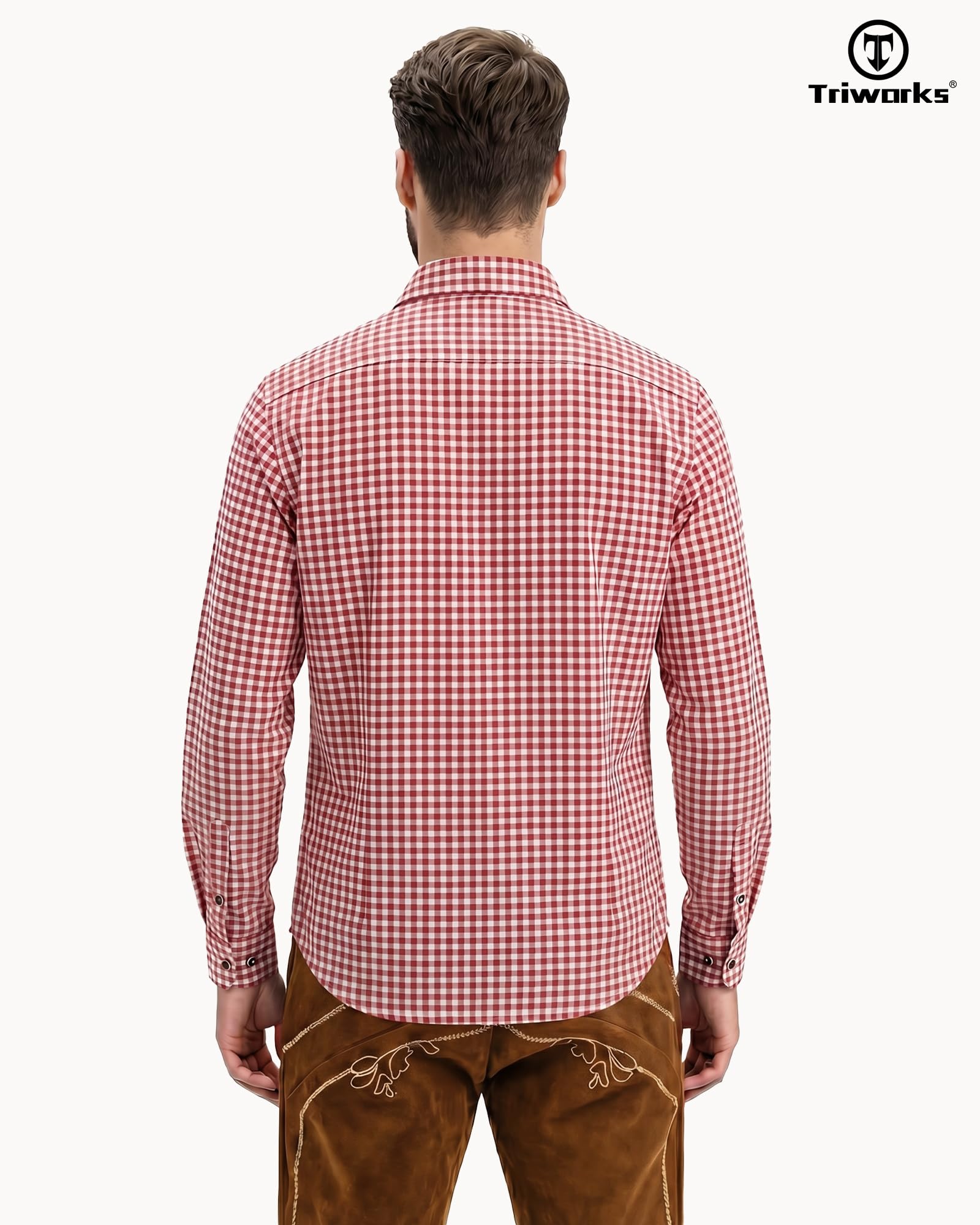 TRIWORKS Trachtenhemd Herren Langarm Kariert – Oktoberfest Hemd mit Tasche, Atmungsaktiv & Pflegeleicht, Herrenhemd für Trachten & Festlichkeiten S-5XL