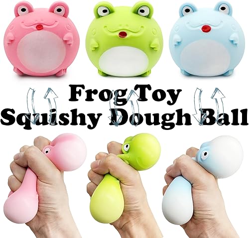 Miniatura 4 de Juguetes sensoriales de rana para ansiedad para niños (1 unidad), juguetes sensoriales para autismo, bola de masa, juguete de rana para fiestas para