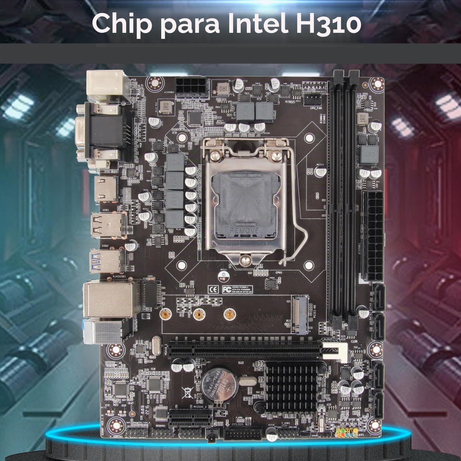 Placa Base H310 LGA 1151, Max32GB DDR4 NVME M.2 SATA 6Gb Micro ATX Gaming Motherboard con Puerto PCIE HMDI DVI VGA, Compatible con 8th 9th G para Lvy Bridge para Intel Core