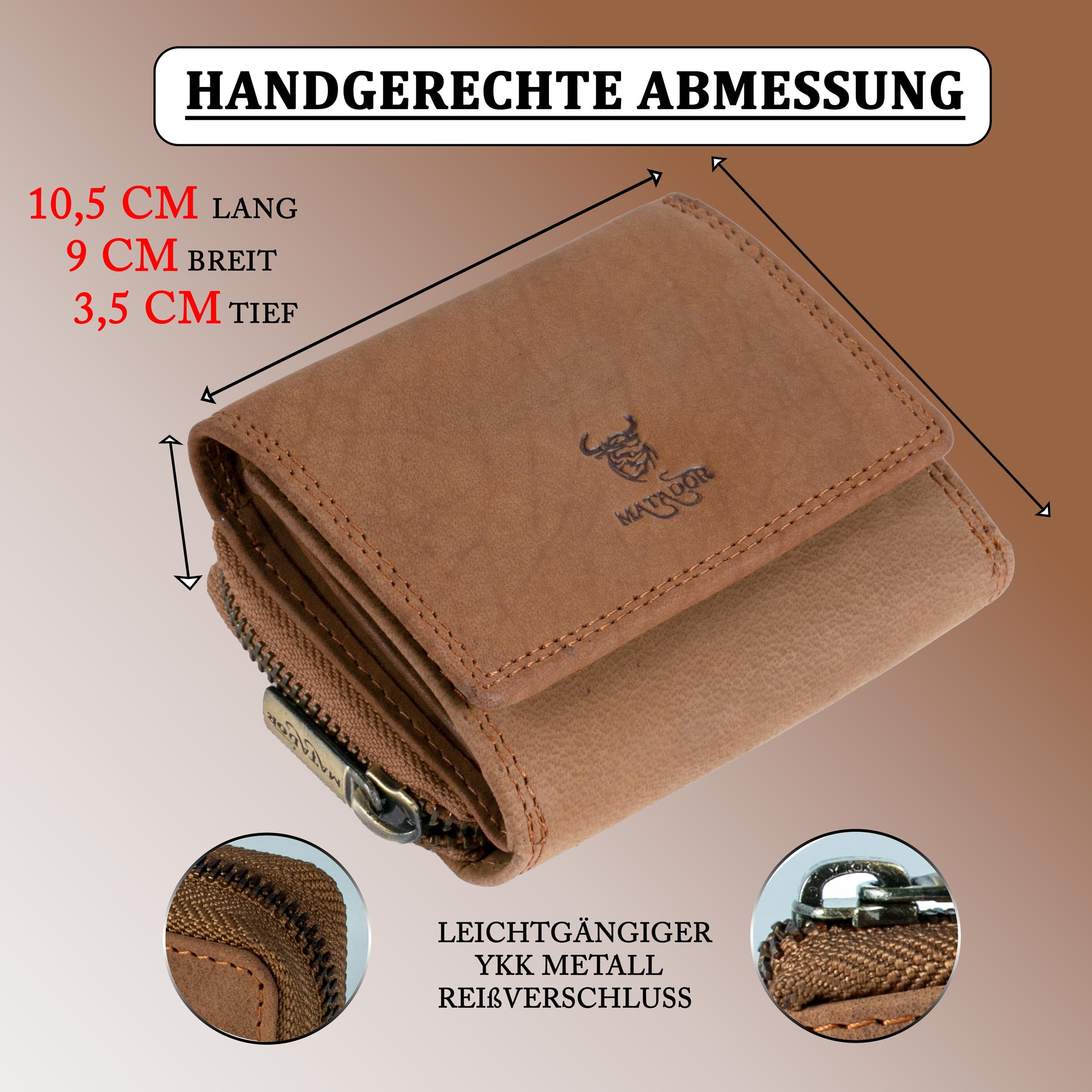 MATADOR Porte Monnaie Homme Cuir #CHIQUITO Petit Porte Monnaie avec Noble Boîte Cadeau, Wallet de Luxe avec RFID, Mini Portefeuille Homme avec de Nombreux Compartiments à Cartes en Marron Clair