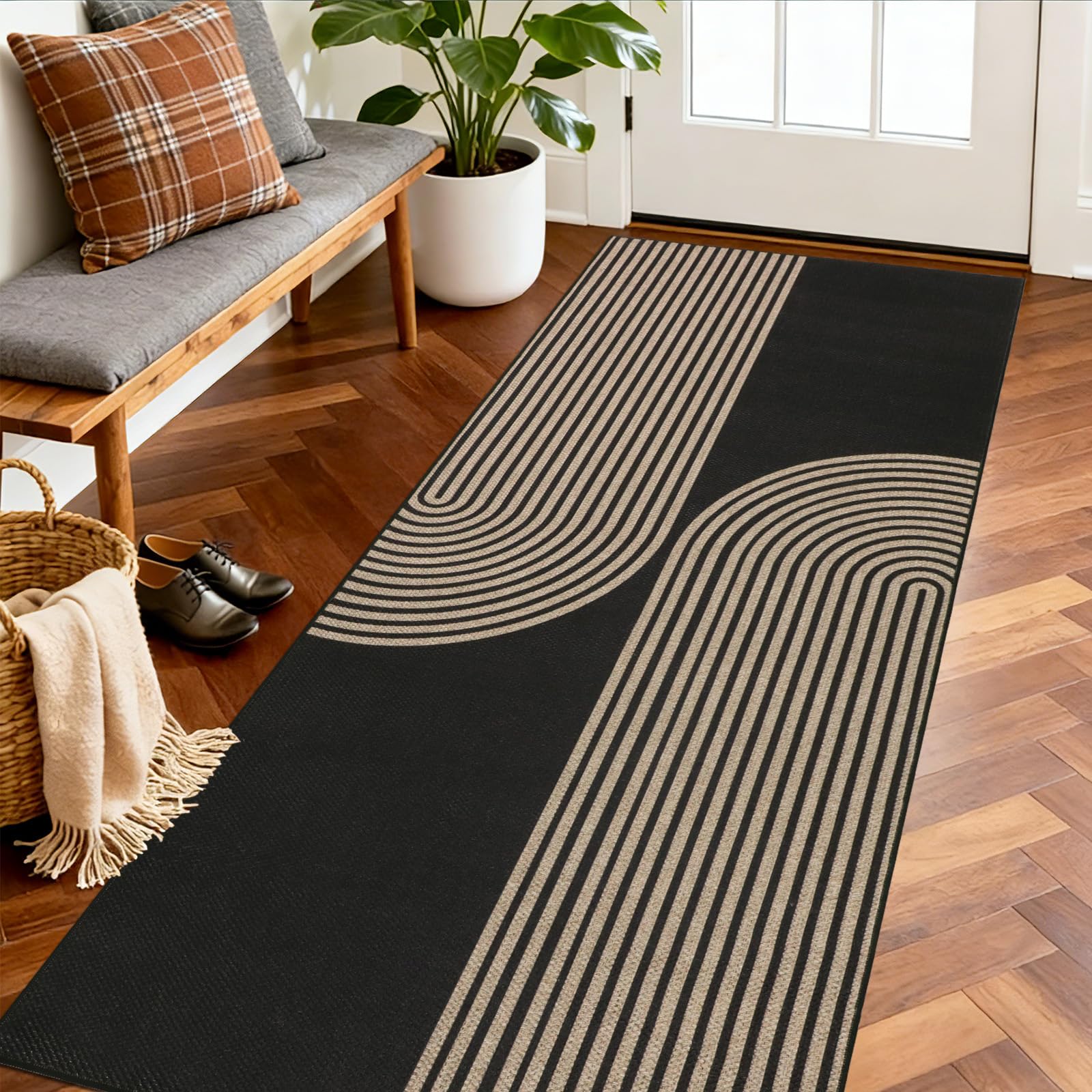 TUKDAK Weben Teppich Läufer Flur rutschfest 80x200cm, Waschbar Küchenteppich, Flurläufer Modern, Teppichläufer, Küchenläufer, Flur Teppich, Flurteppich für Küche, Eingang, Wohnzimmer, Korridor