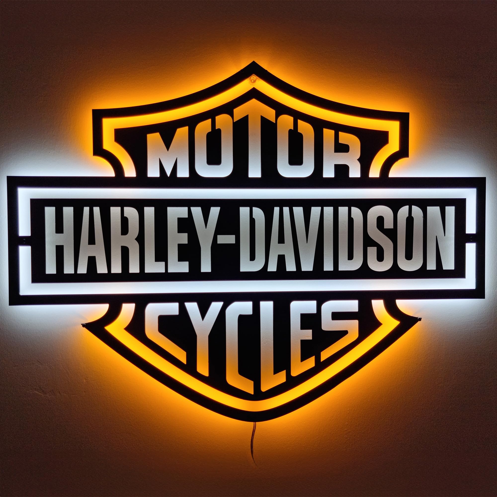 ustom Motorcycle Metal Wall Sign, Led Light Metal Garage Wall Art, Motorcycle Lover Gift for Man Modern and Retro Decor Garage Sign, Man Canve, Bar (20x15 Inches/50x38 cm)