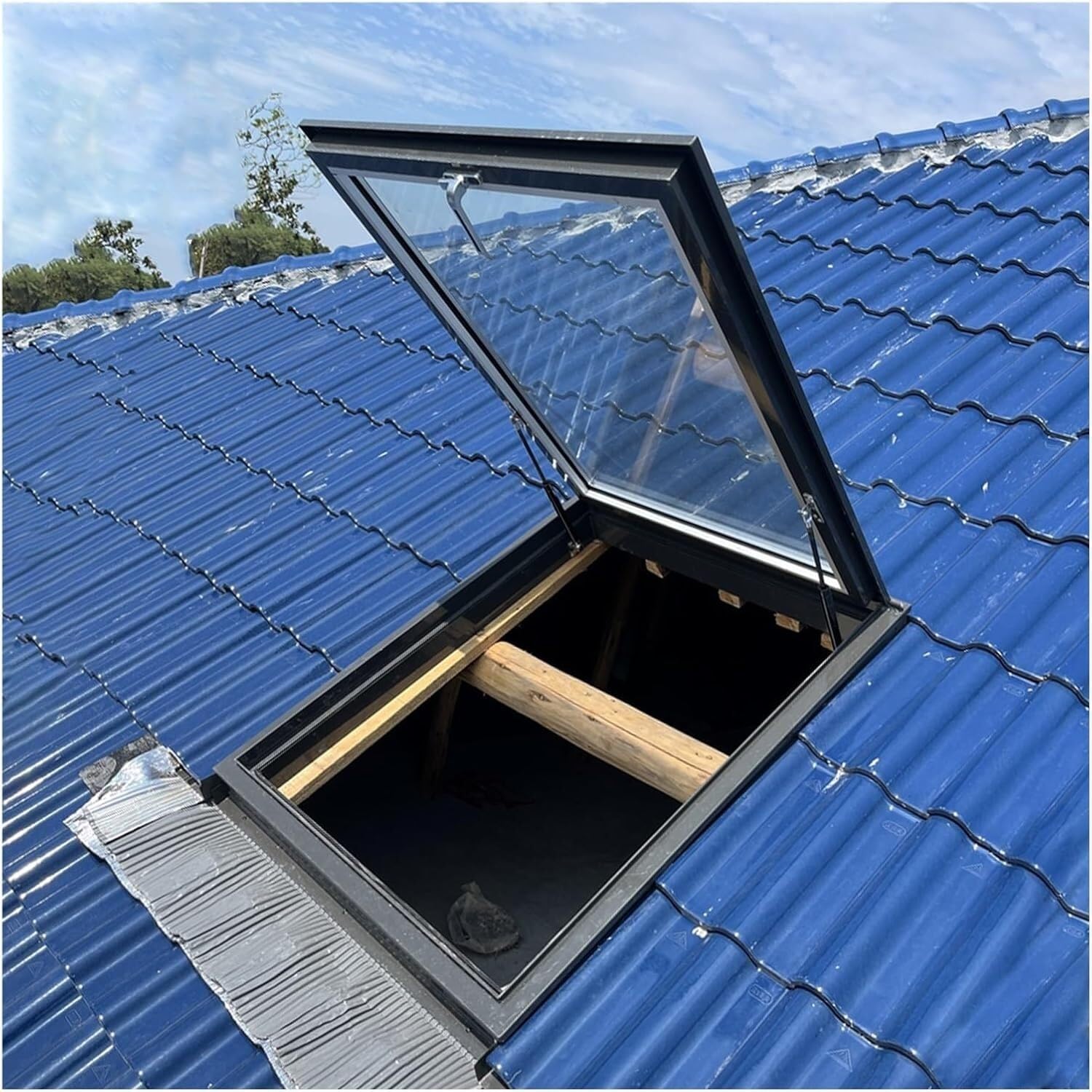 VUIKLCty Roof Maintenance Hatch, Tempered Glass Skylight, Sunroom Staircase Garage Attic Skylight Cover(78 * 88cm)