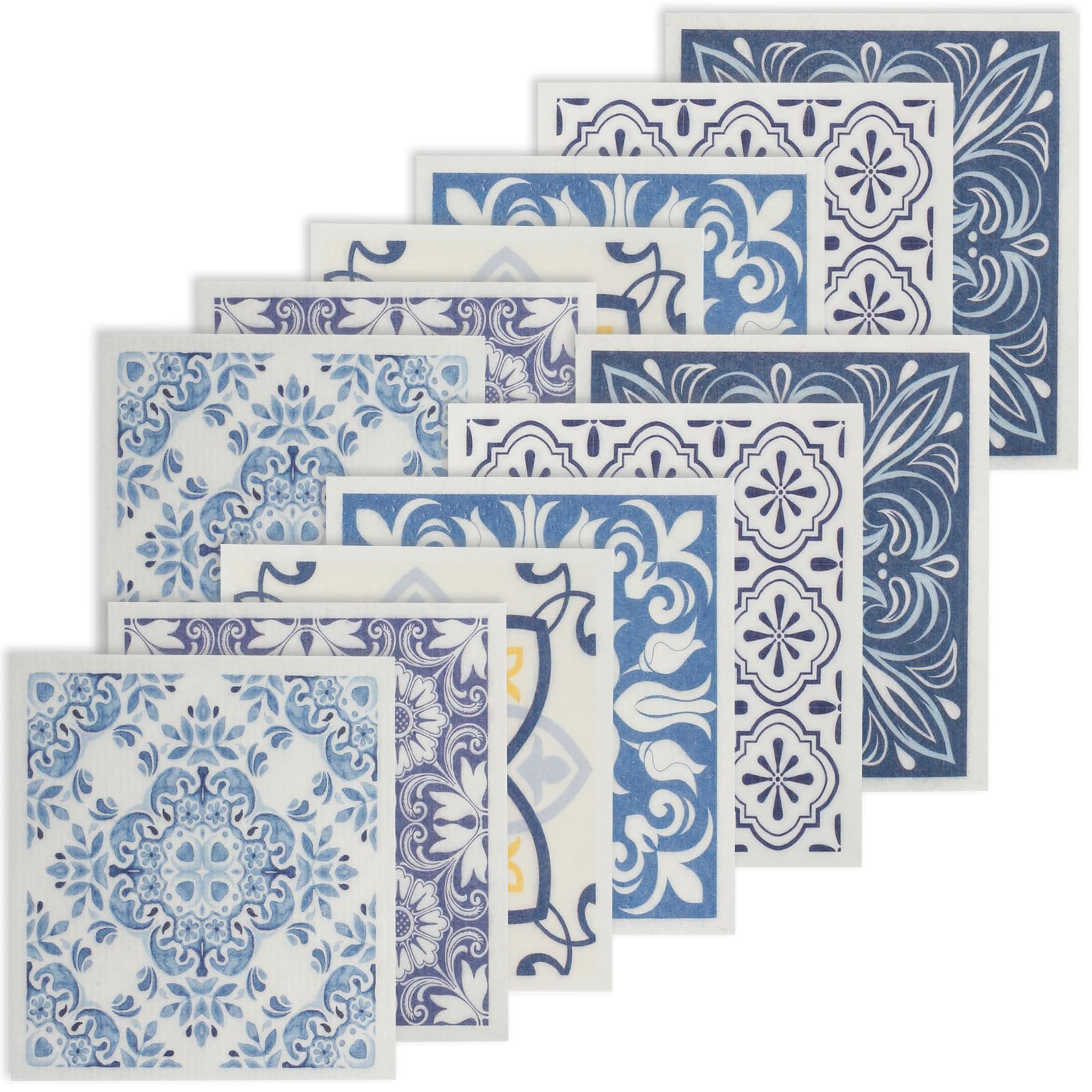 Rhaiqbvc Style H 12Pcs Swedish Dishcloths For Kitchen,Reusable Kitchen Dish Towels ,Absorbent And Quick-Drying Dishes Cloths, Washable Dish Rags Soft Cellulose Sponge Cloths For Washing Dishes,7.7 X 6.7Inch(Style H)