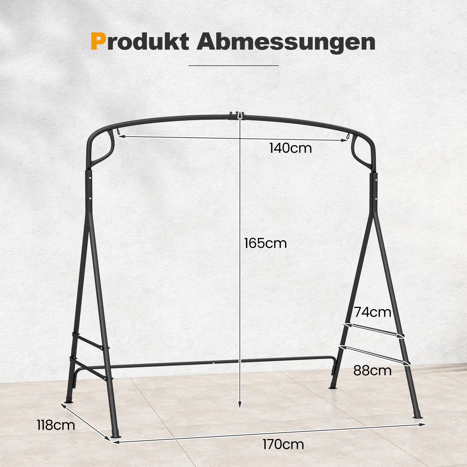 COSTWAY Schommelframe Met 2 Ophangmogelijkheden Frame Voor Nestschommel Hangstoel Hangbank Schommelframe Van Metaal Belastbaar Tot 300 Kg Voor Binnen Of Buiten 375113