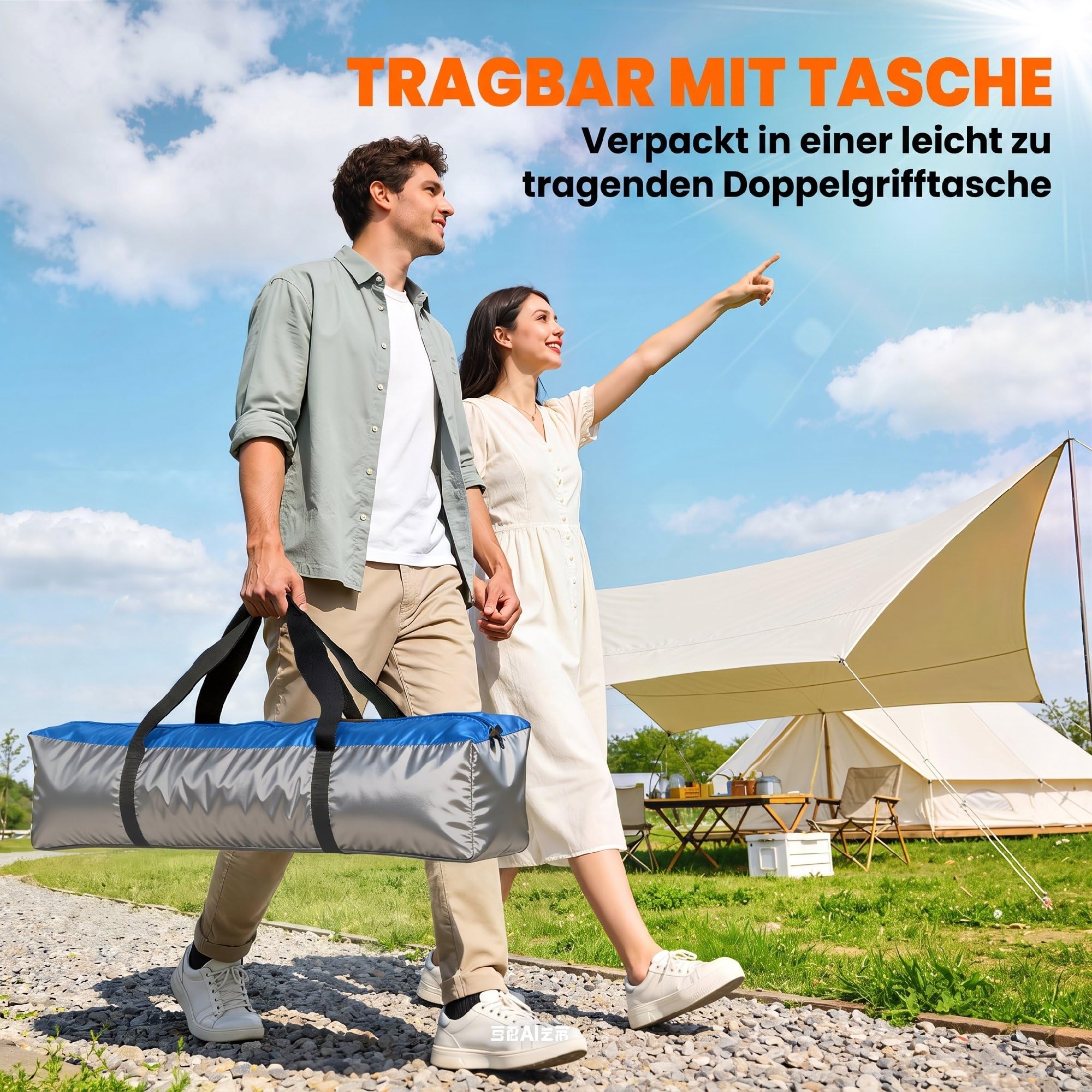 Outsunny Instant-Pop-Up-Zelt Zelt für 4 Personen, mit Bodenplane 2 Türen | Outdoor Familienzelt wasserdicht sechseckig 4 Jahreszeiten Kuppelzelt mit Moskitonetz Tragetasche Orange