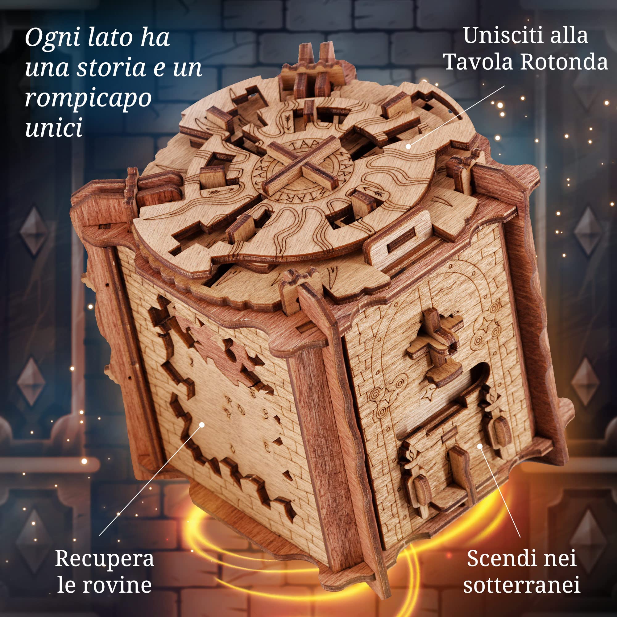 iDventure Cluebox Camelot, Scatola Rompicapo per Adulti | Avventura Medievale, Scatola Rompicapo, Rompicapo Adulti in Legno, Escape Room Gioco in Legno, Regalo per Lui, Livello 4/5