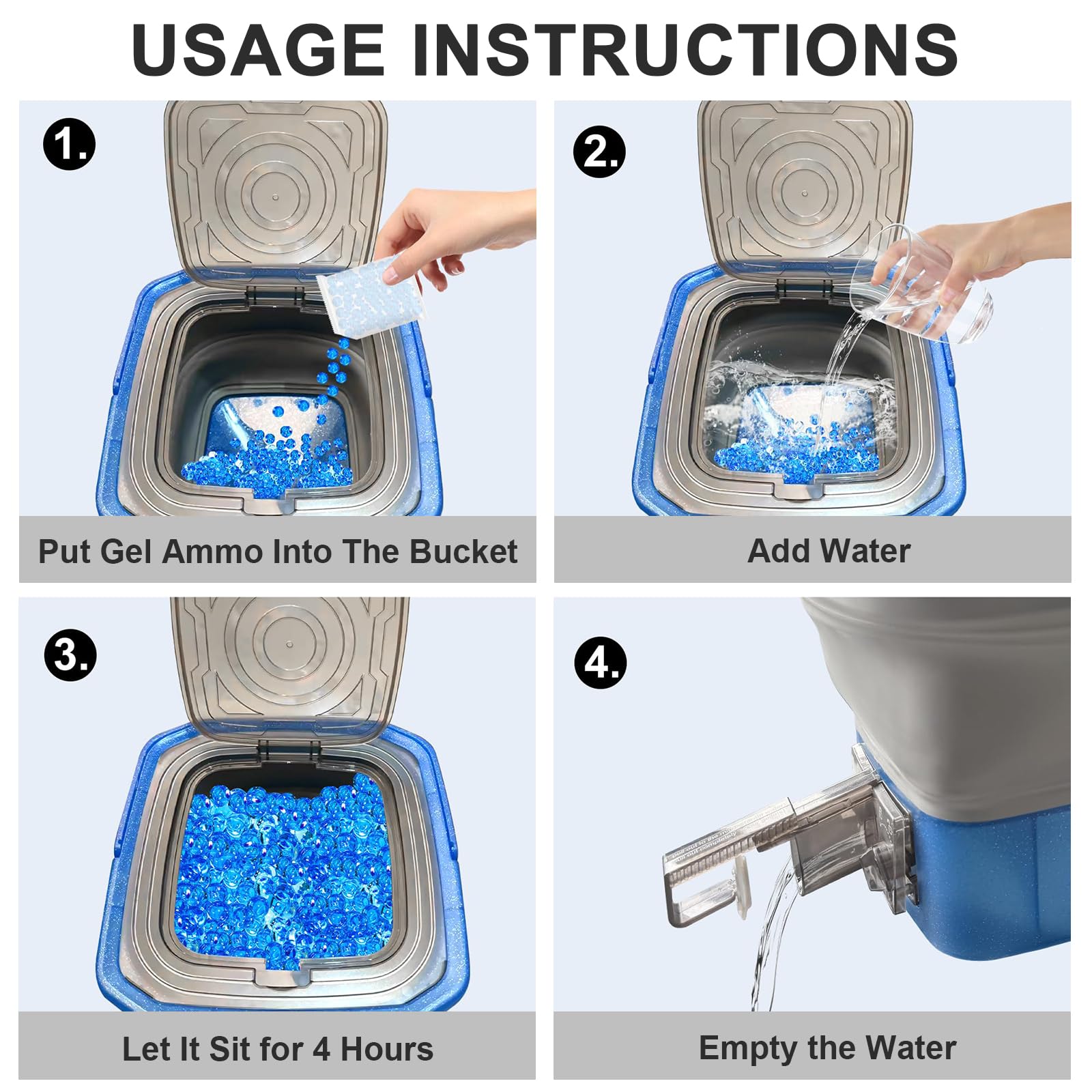 Porta Munizioni per Gel Blaster, Confezione da 10000 Pezzi Senza BPA, Design Pieghevole con Filtro Integrato, per Giochi all'Aperto