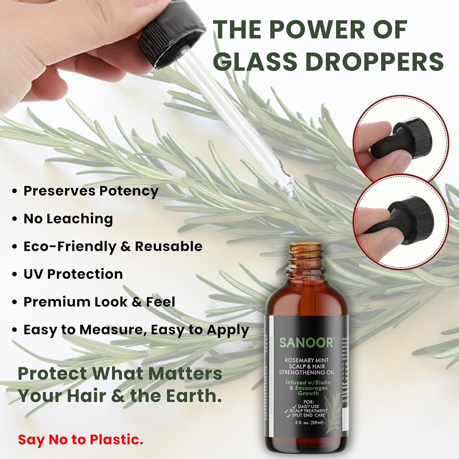 Benefits of a glass dropper for hair oil application.