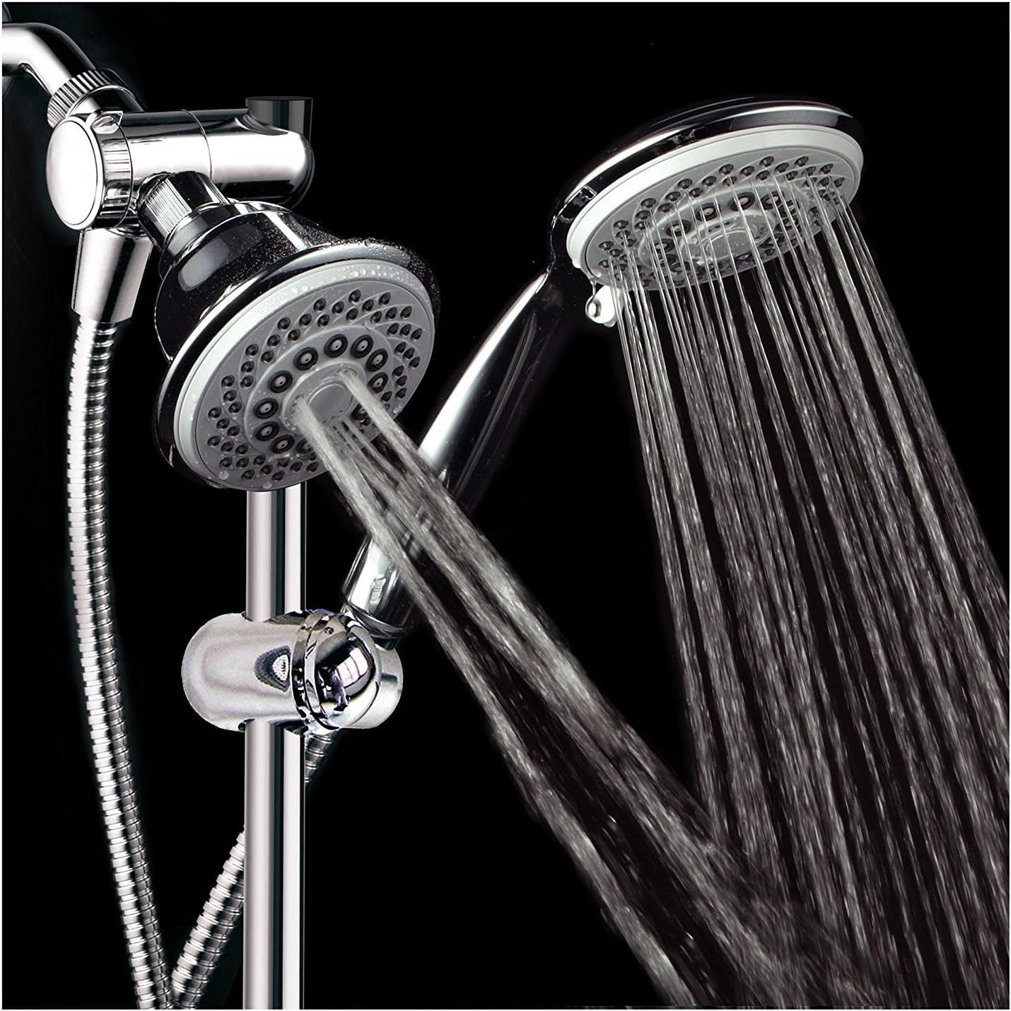 HotelSpa InstantMount DrillFree Height/Angle Adjustable 30Setting SpiralFlo 3Way Shower Head