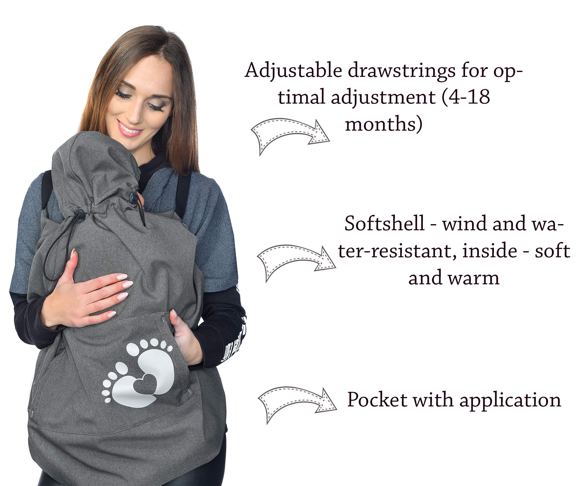 MijaCulture Softshell Cálido Bebé Universal a prueba de viento Carrier Cover 4113 (Graphit)