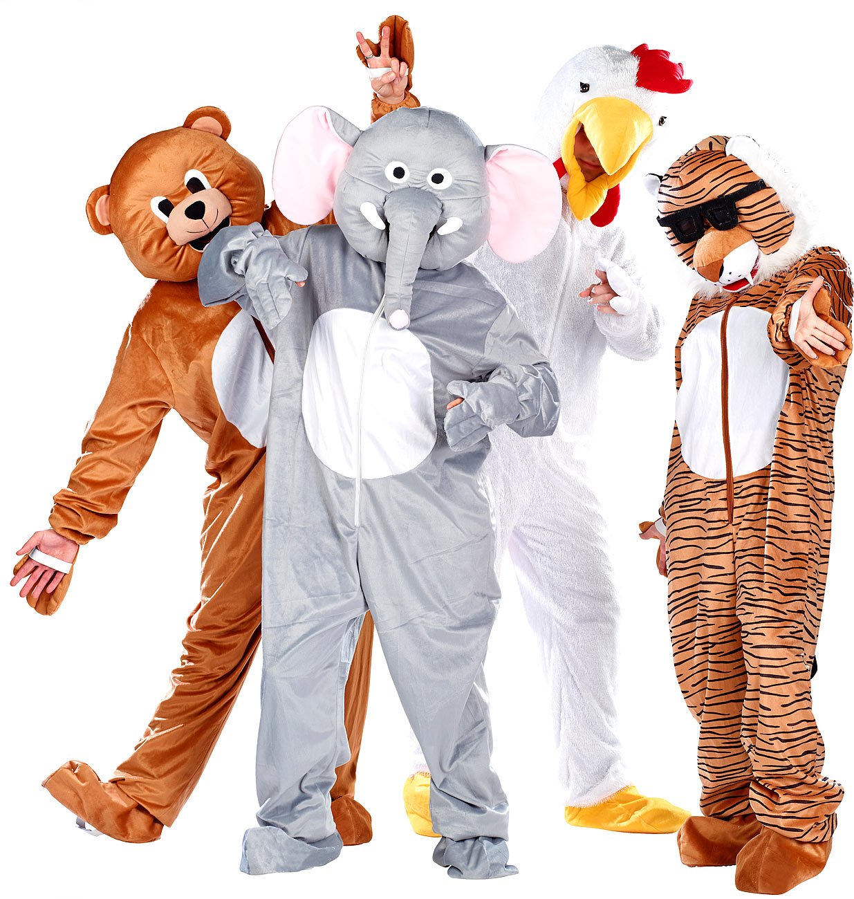 infactory Ganzkörperkostüm Tier: Halloween- & Faschings-Kostüm Verrücktes Hühnchen (Ganzkörper Kostüme Tiere, Ganzkörper Tierkostüm, Jumpsuit)