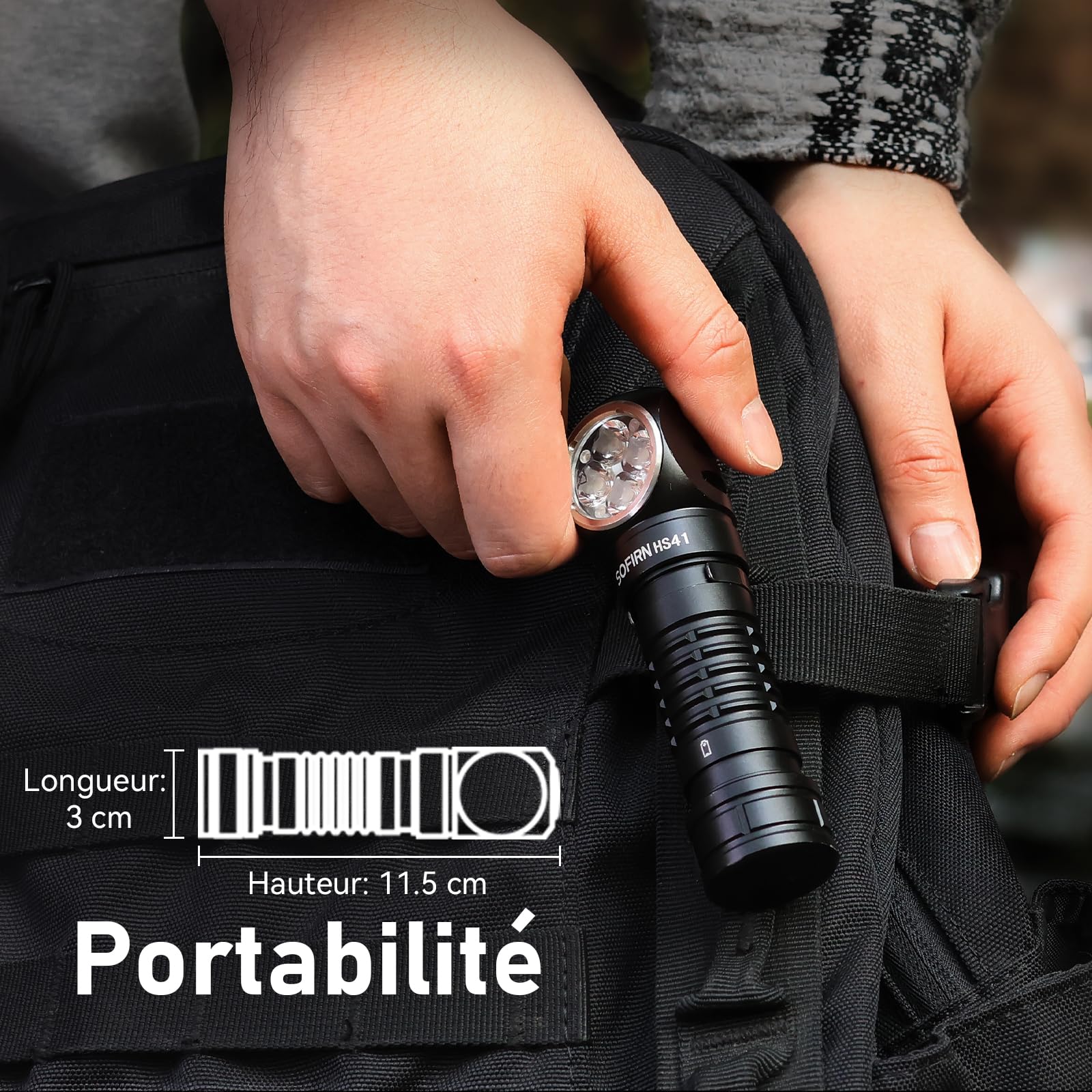 Sofirn HS41 Lampe frontale LED rechargeable 4000 lumens, intensité variable en continu, portée de 325 m, base magnétique, étanche IP68, pour camping, atelier, travail