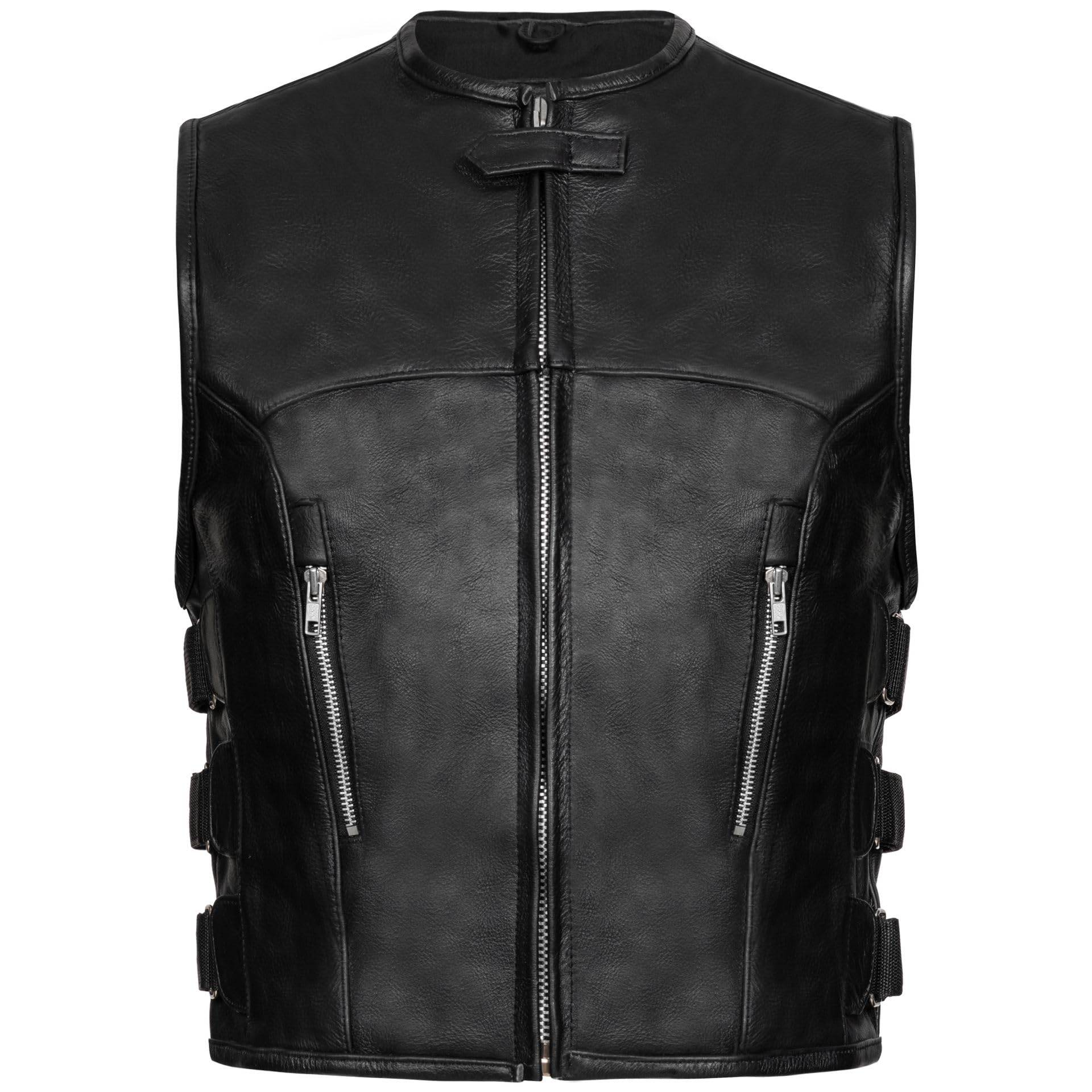 PAULGOS Lederweste Weste Kutte Leder Biker Rocker Motorrad Clubweste Bikerweste Motorradweste Schwarz BW10