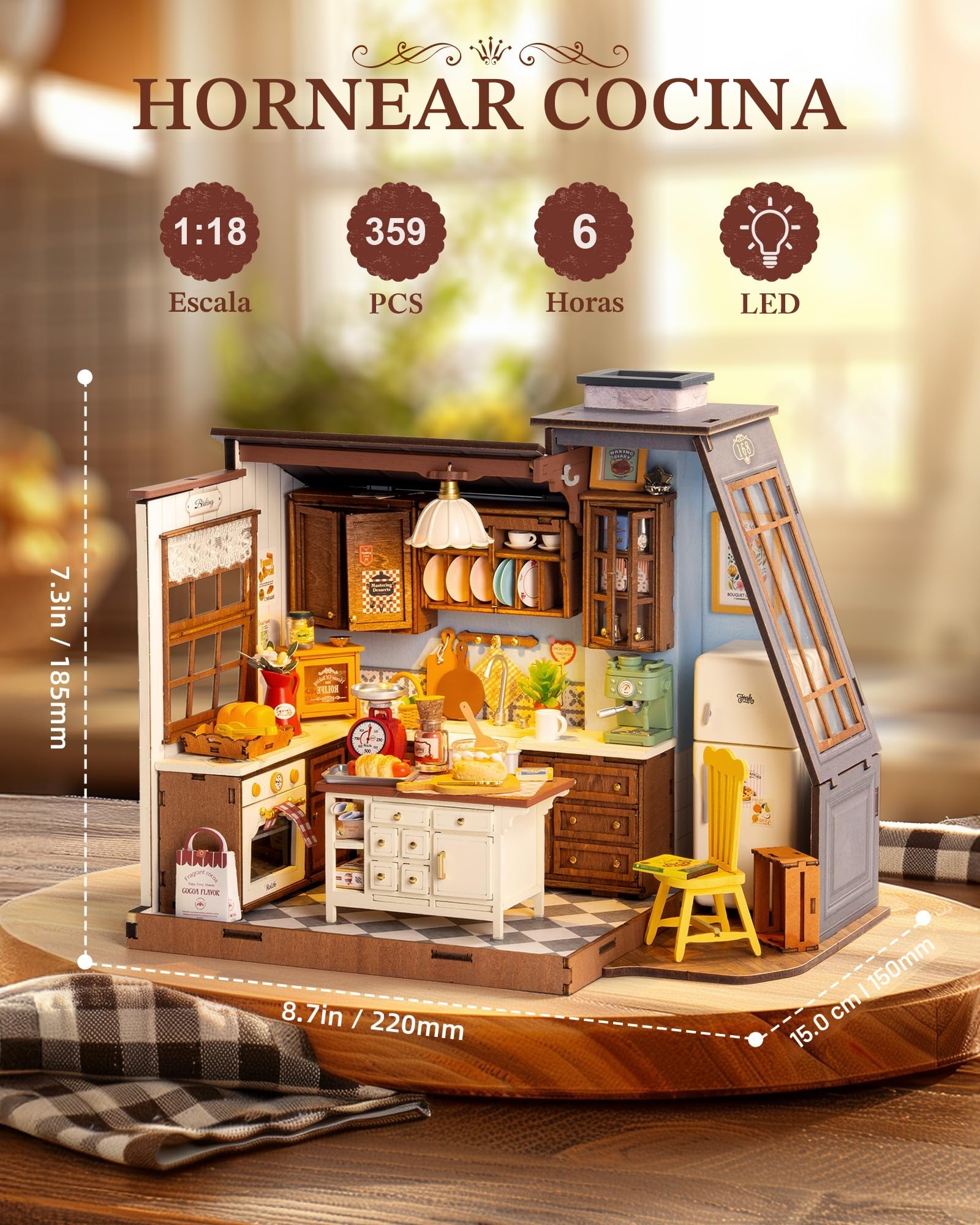 Rolife Casa de Muñecas Cocina de Repostería Kit DIY Casa en Miniatura Kits de Modelismo Casa de Muñecas Miniatura Rincón de Libros Decoración del Hogar Regalo de Cumpleaños