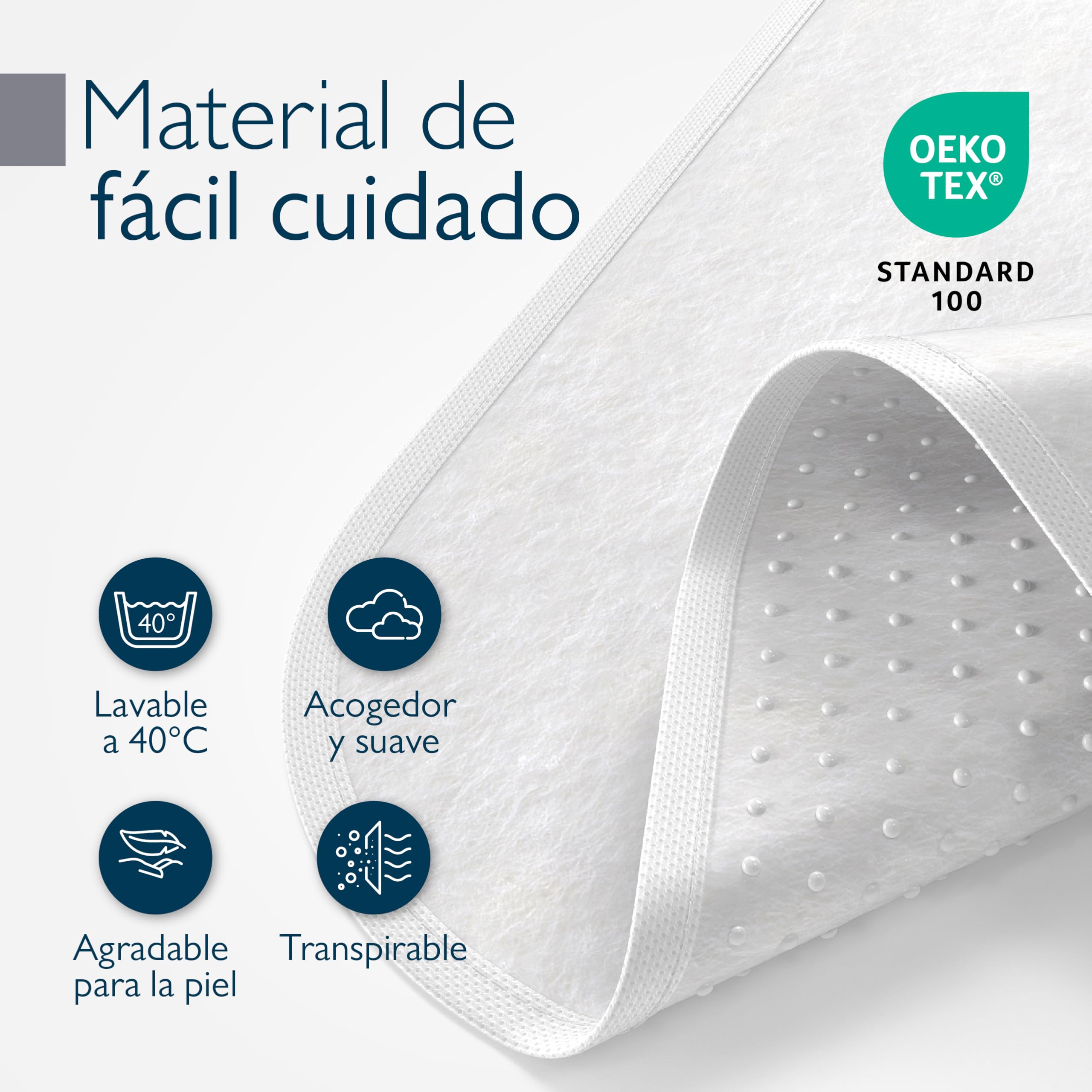 Beautissu Protector somier BEAUTECT embellecedor Cubre somier colchón con Nudos Tex ecológico Siegel Lavable Blanco 200x200 cm