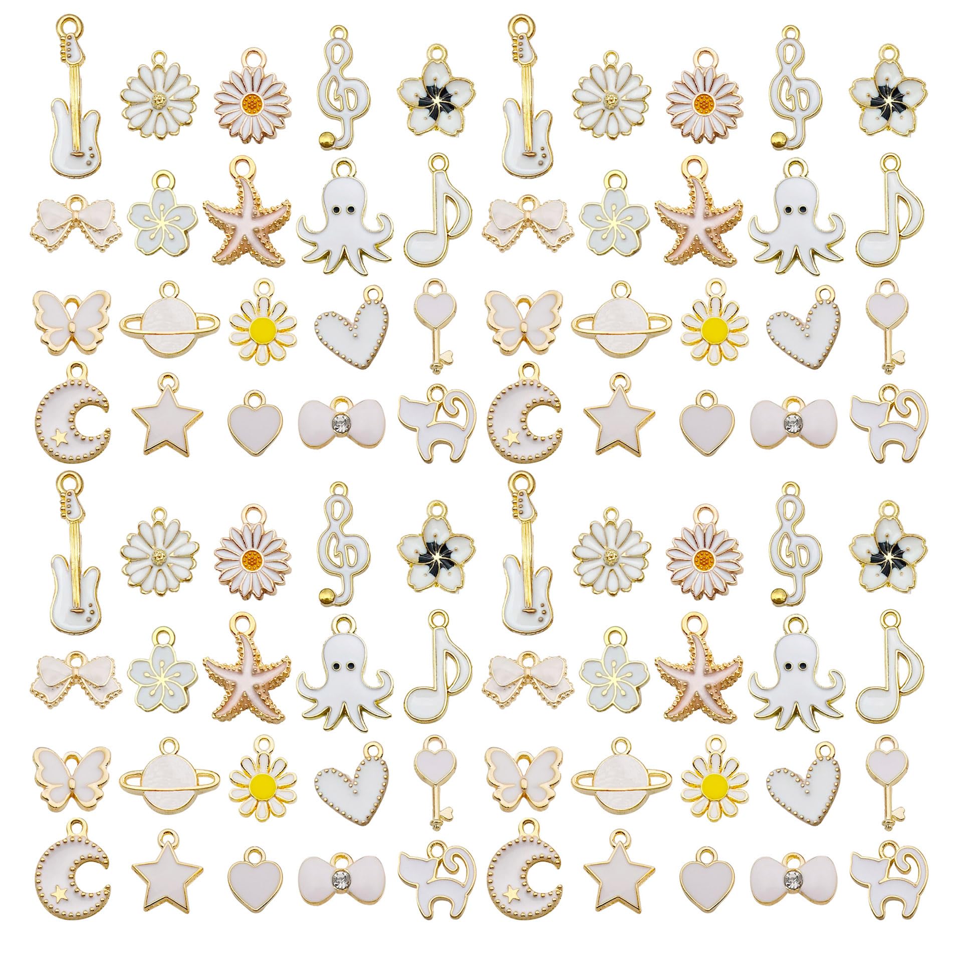 WOCRAFT 40pcs 20 pairs Assorted Enamel Bracelet Charms for Jewelry Making DIY Necklace Bracelet Earrings Keychain Crafting Charms Kit Crafts (White-SN997)