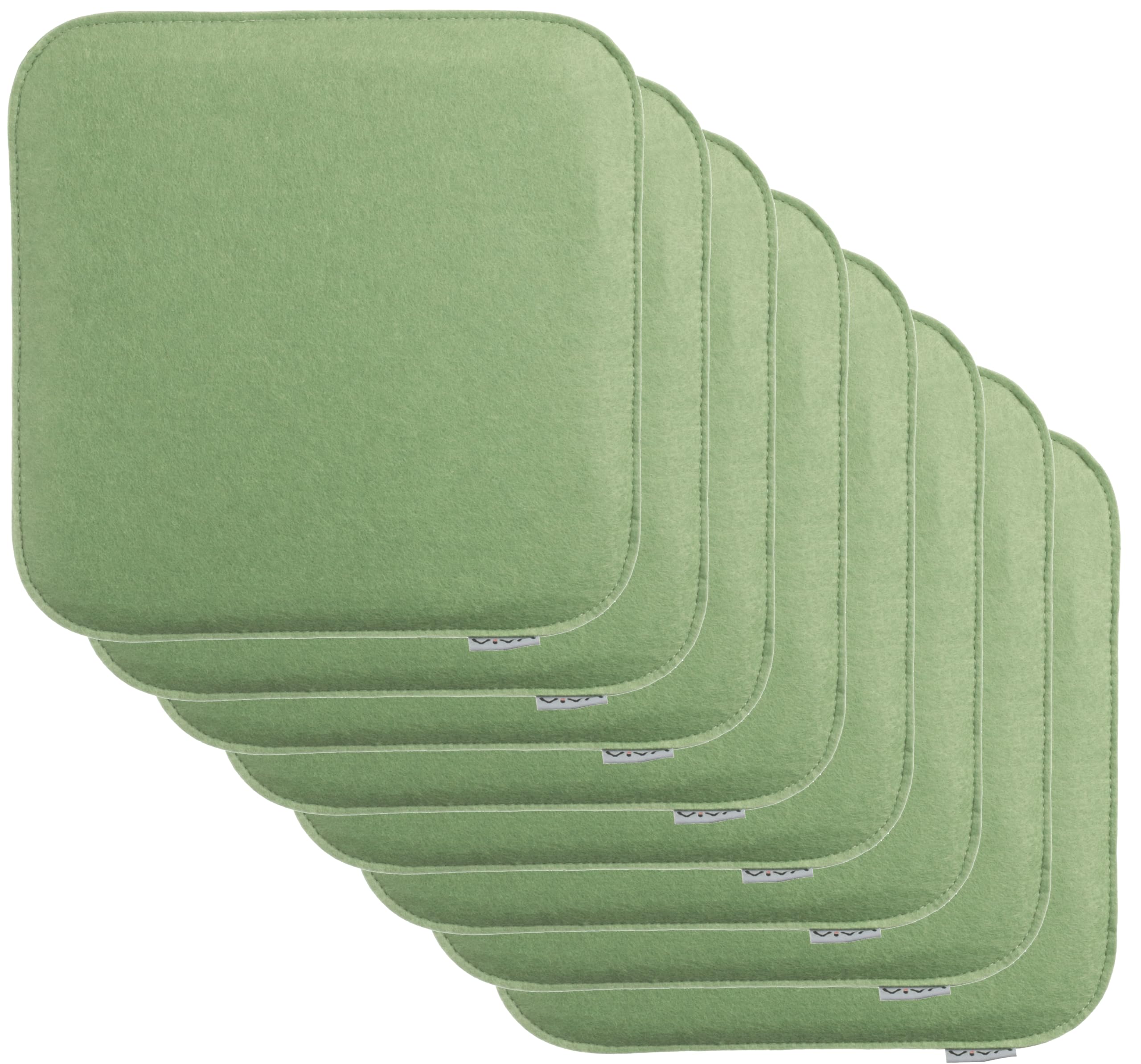 Galettes de chaise en feutre pour intérieur et extérieur : lot de 8 coussins vert clair 35x35