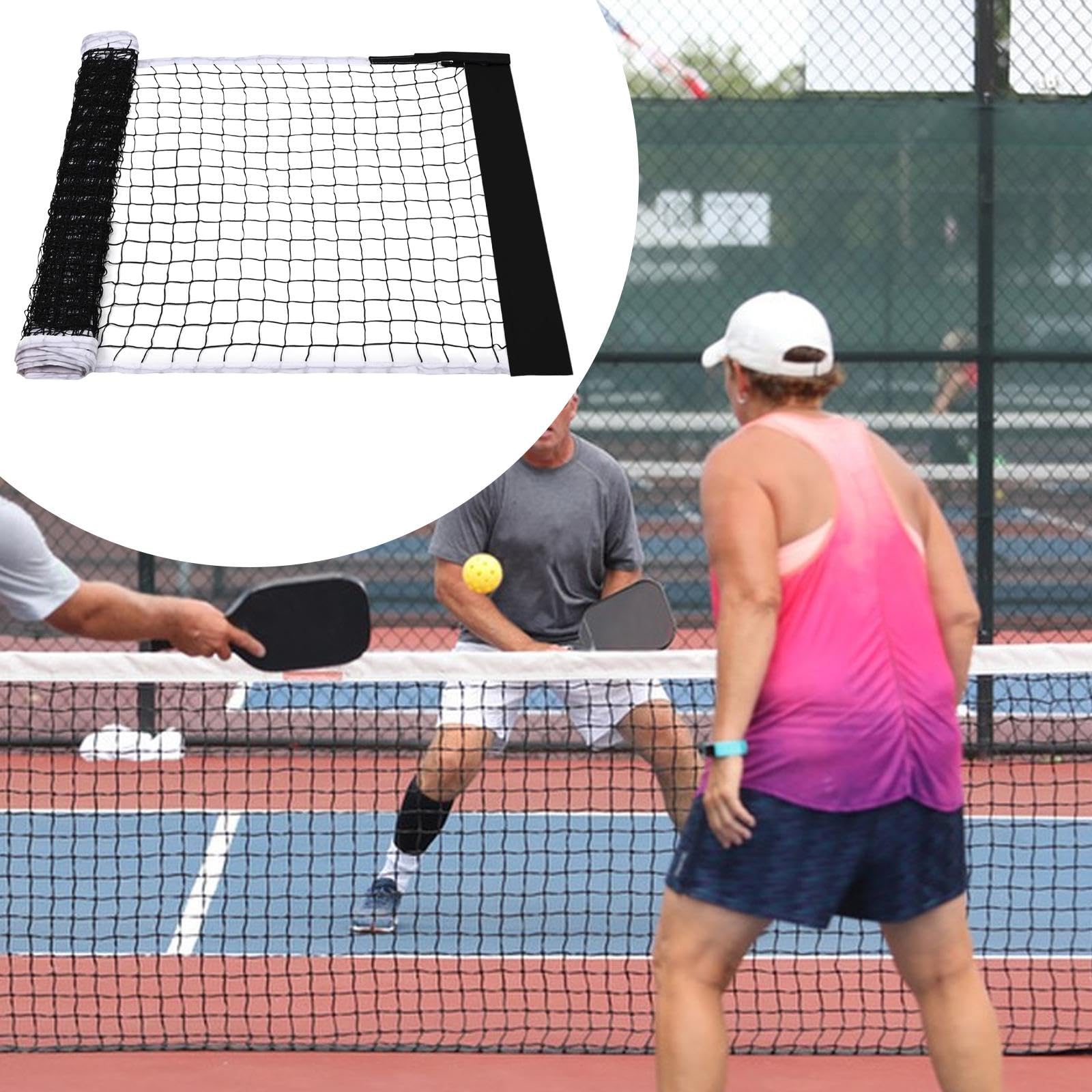 Rete da Pickleball Portatile da 21,98 Piedi (Senza Telaio, Attrezzatura di Ricambio, Rete da Allenamento, Rete da Pickleball per Parco, Partita, Pales