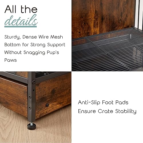 Miniatura 4 de Mueble grande de 75 pulgadas para perros grandes o 2 perros medianos, jaula de madera para perros con bandeja extraíble y divisor extraíble, soporte