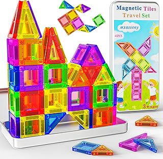 Magnetische Bausteine 41PCS Mini Magnetbausteine Reiseset Magnetspielzeug Mit Reisebox Montessori Reisespielzeug Kinder Spiel Magnetic Tiles Geschenk Spielzeug ab 3 4 5 6 7 8+ Jahre Junge Mädchen